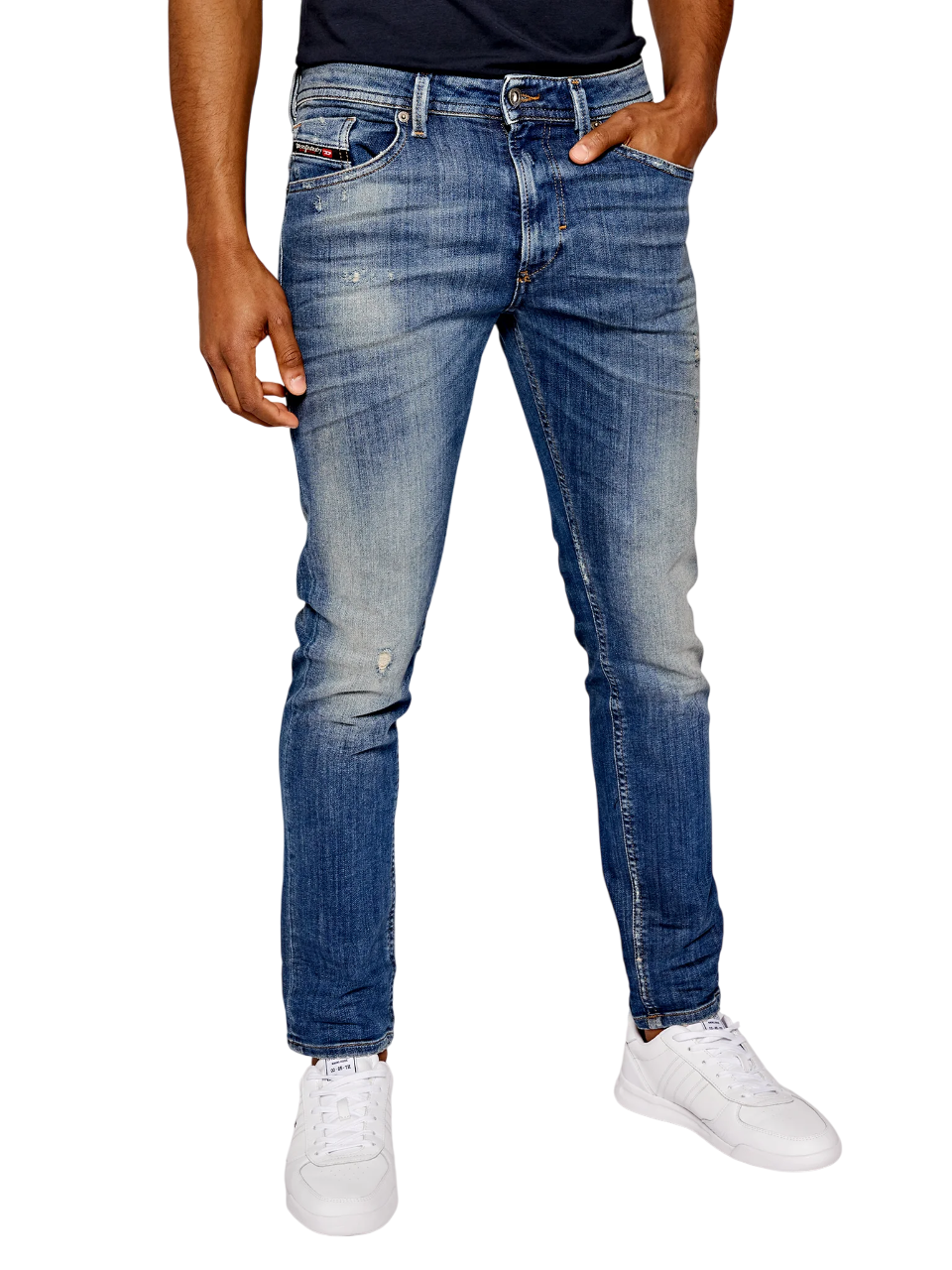 DIESEL Thommer-T 0870M Men Jeans W27 Jogg Stretch Ripped Distress Washed Slim