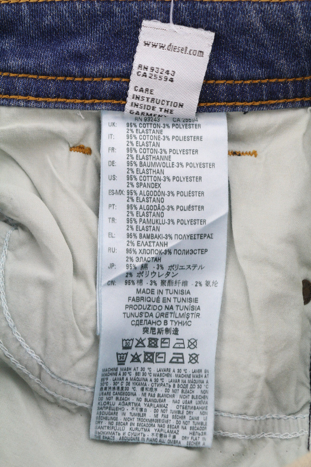 DIESEL Thommer-T 0870M Men Jeans W27 Jogg Stretch Ripped Distress Washed Slim