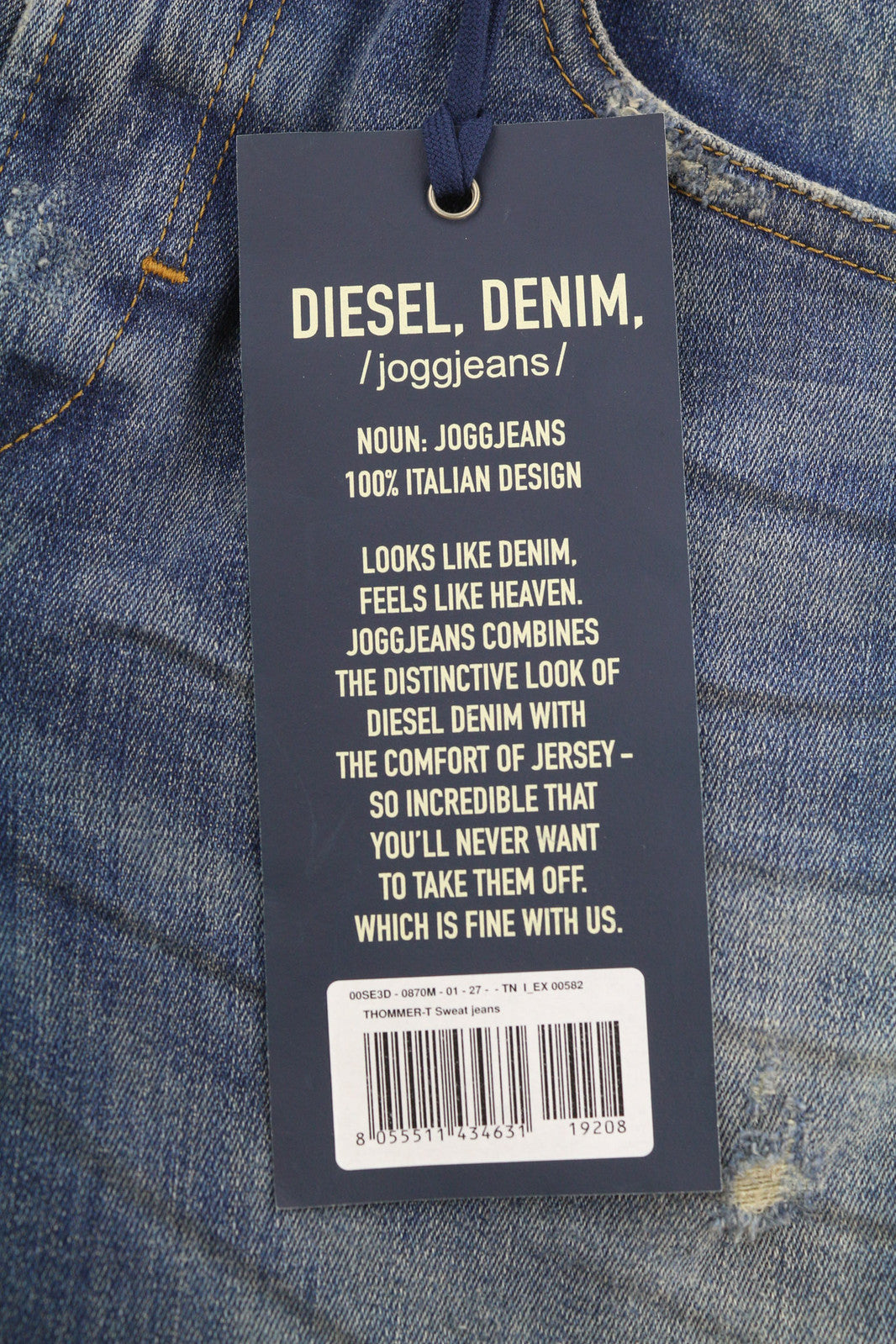 DIESEL Thommer-T 0870M Men Jeans W27 Jogg Stretch Ripped Distress Washed Slim