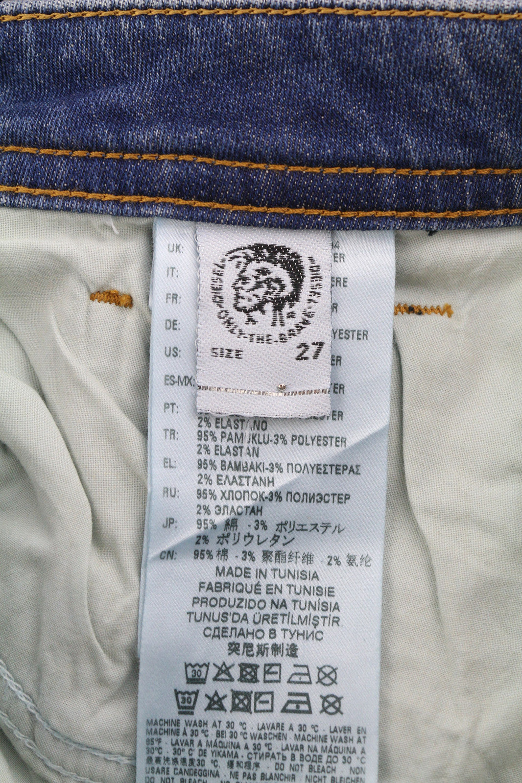 DIESEL Thommer-T 0870M Men Jeans W27 Jogg Stretch Ripped Distress Washed Slim