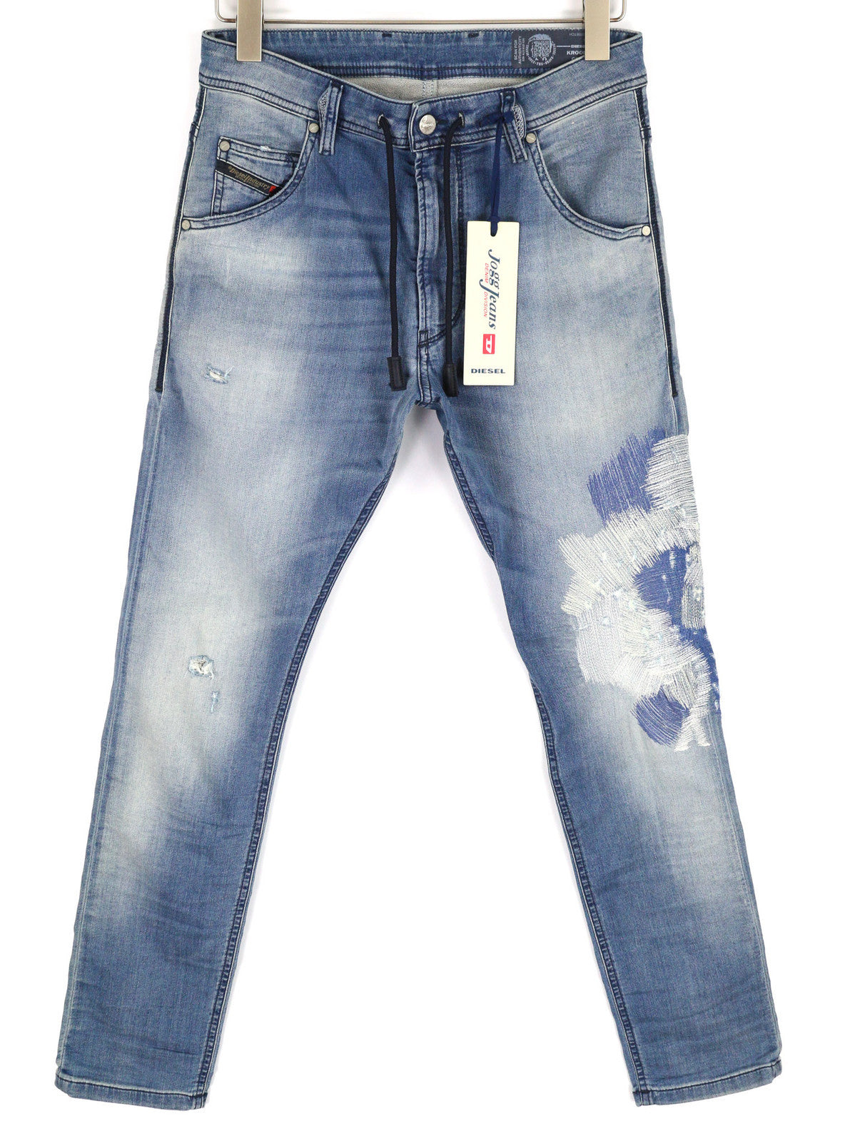 DIESEL Krooley CB-NE 084XA Men Jeans W28 Jogg Stretch Ripped Washed Blue RRP€210