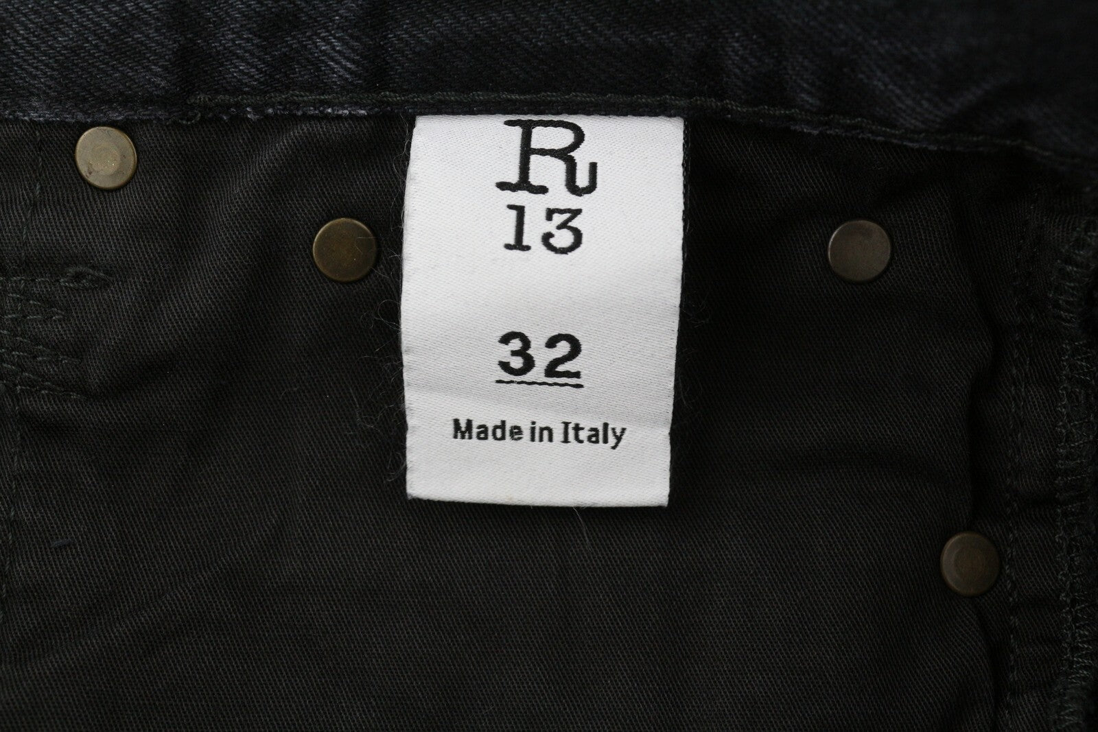 R13 Boyfriend Men Jeans 32 Jake Black Washed Denim Distress Zip Fly Pockets