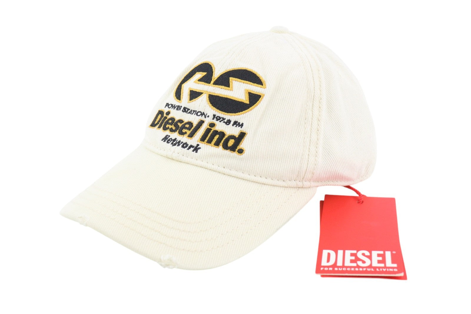 DIESEL C-Syom Men's Cap OS White Baseball Embroidered Logo Cotton Casual Unisex