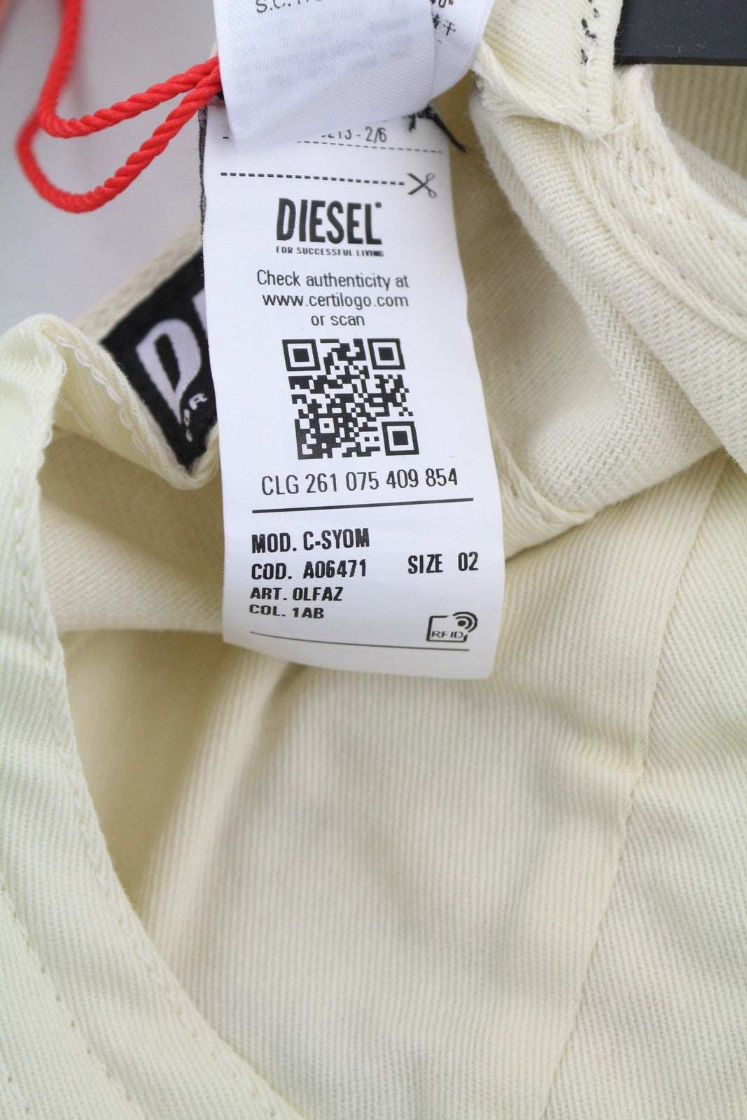 DIESEL C-Syom Men's Cap OS White Baseball Embroidered Logo Cotton Casual Unisex