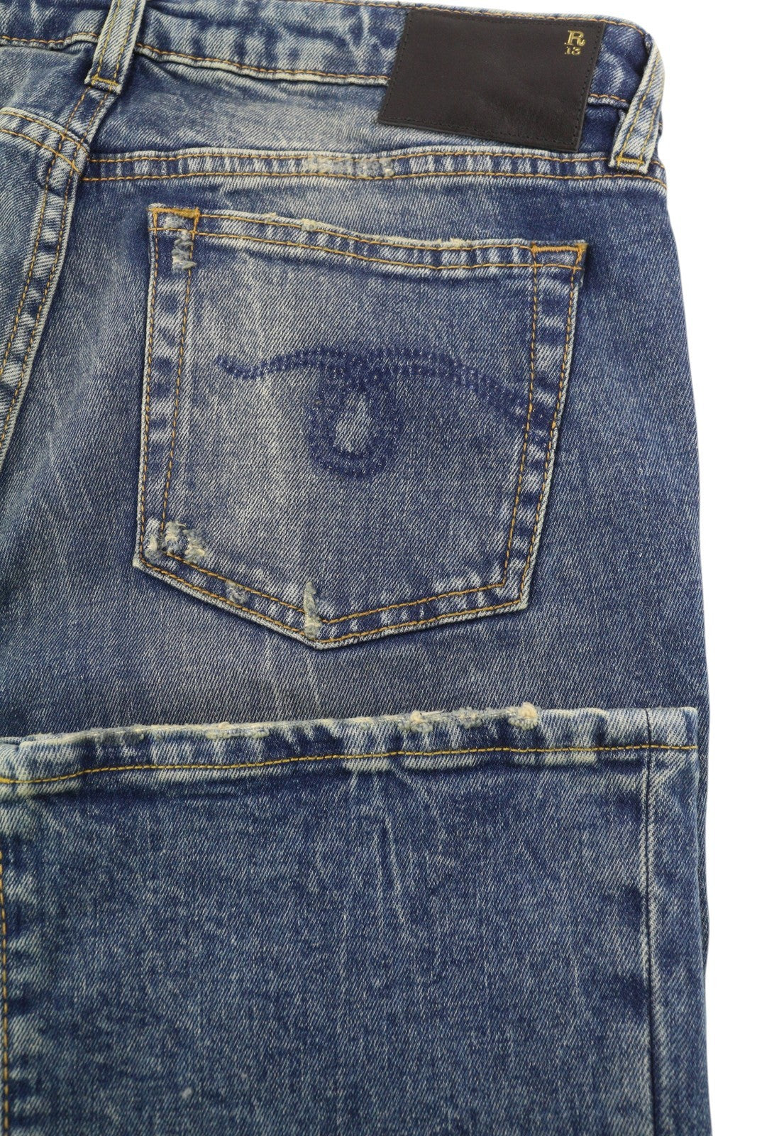 R13 Kick Women Jeans 28 Washed Blue Denim Bootcut  Kelly Stretchy Zip