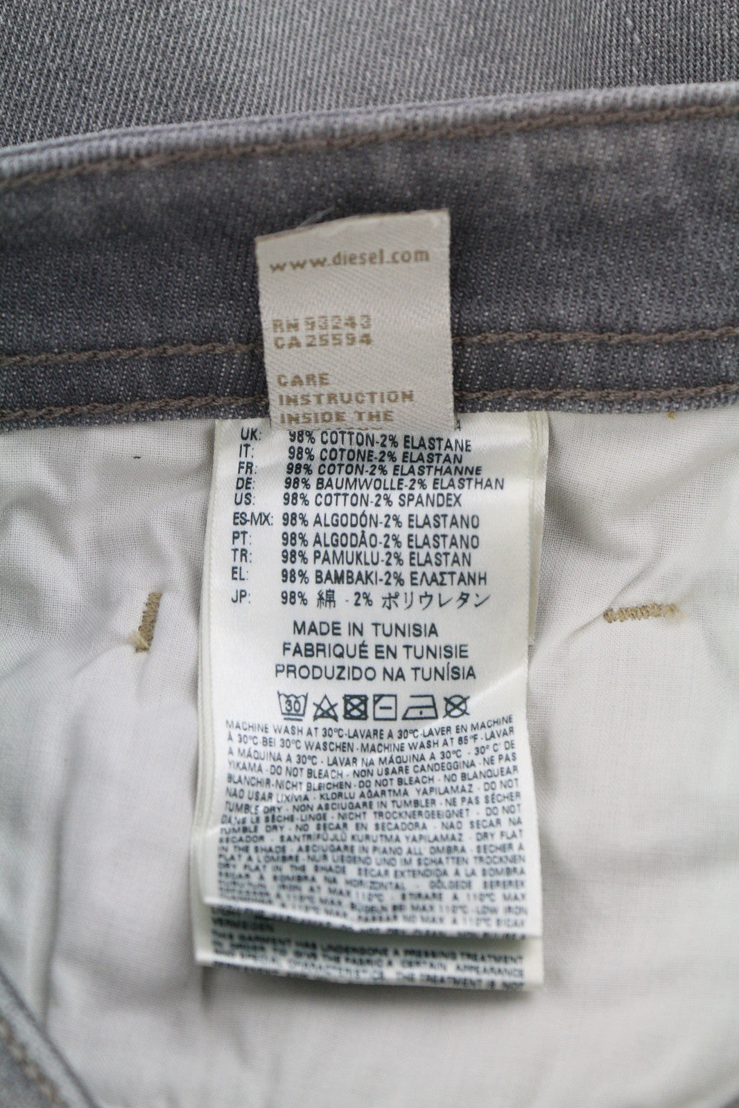 DIESEL Buster 0853T Men Jeans W27/L30 Regular Slim Tapered Stretch Washed Grey