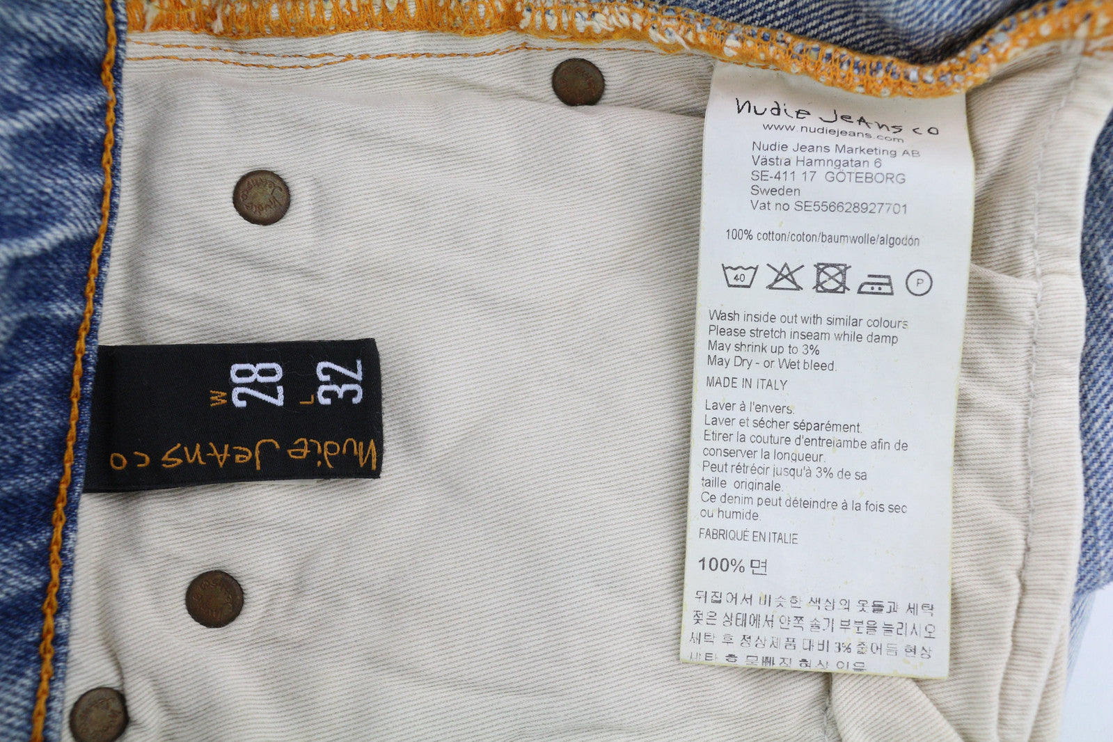 NUDIE JEANS Breezy Britt Women Jeans W28/L32 Slim Fit Washed Denim Blue Zip Fly