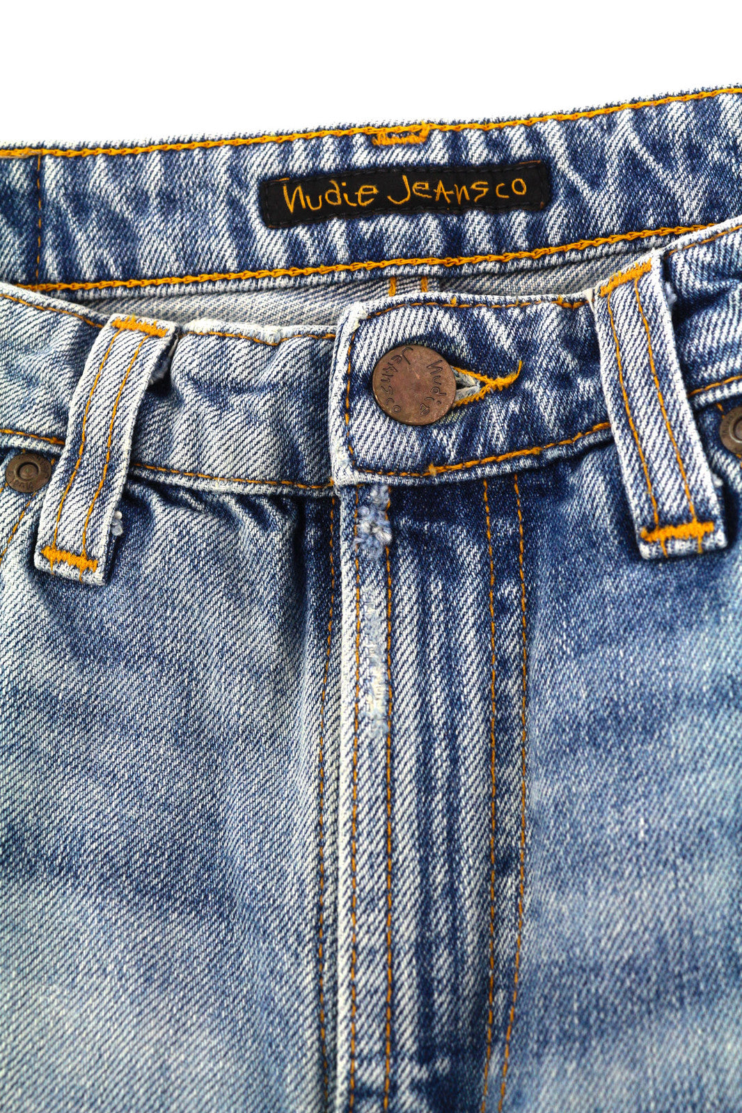 NUDIE JEANS Breezy Britt Women Jeans W28/L32 Slim Fit Washed Denim Blue Zip Fly