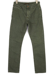 NUDIE JEANS Khaki Regular Men Trousers W30/L34 Organic Olive Crisp Button Fly