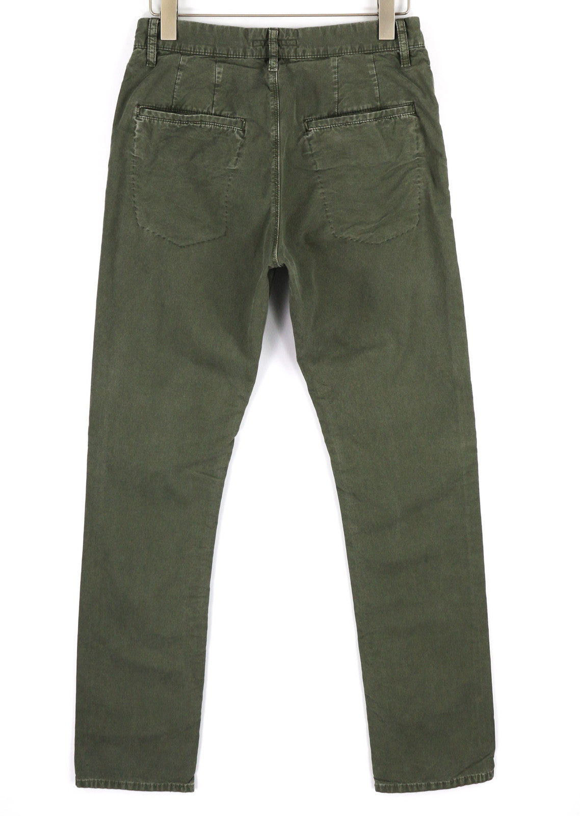 NUDIE JEANS Khaki Regular Men Trousers W30/L34 Organic Olive Crisp Button Fly