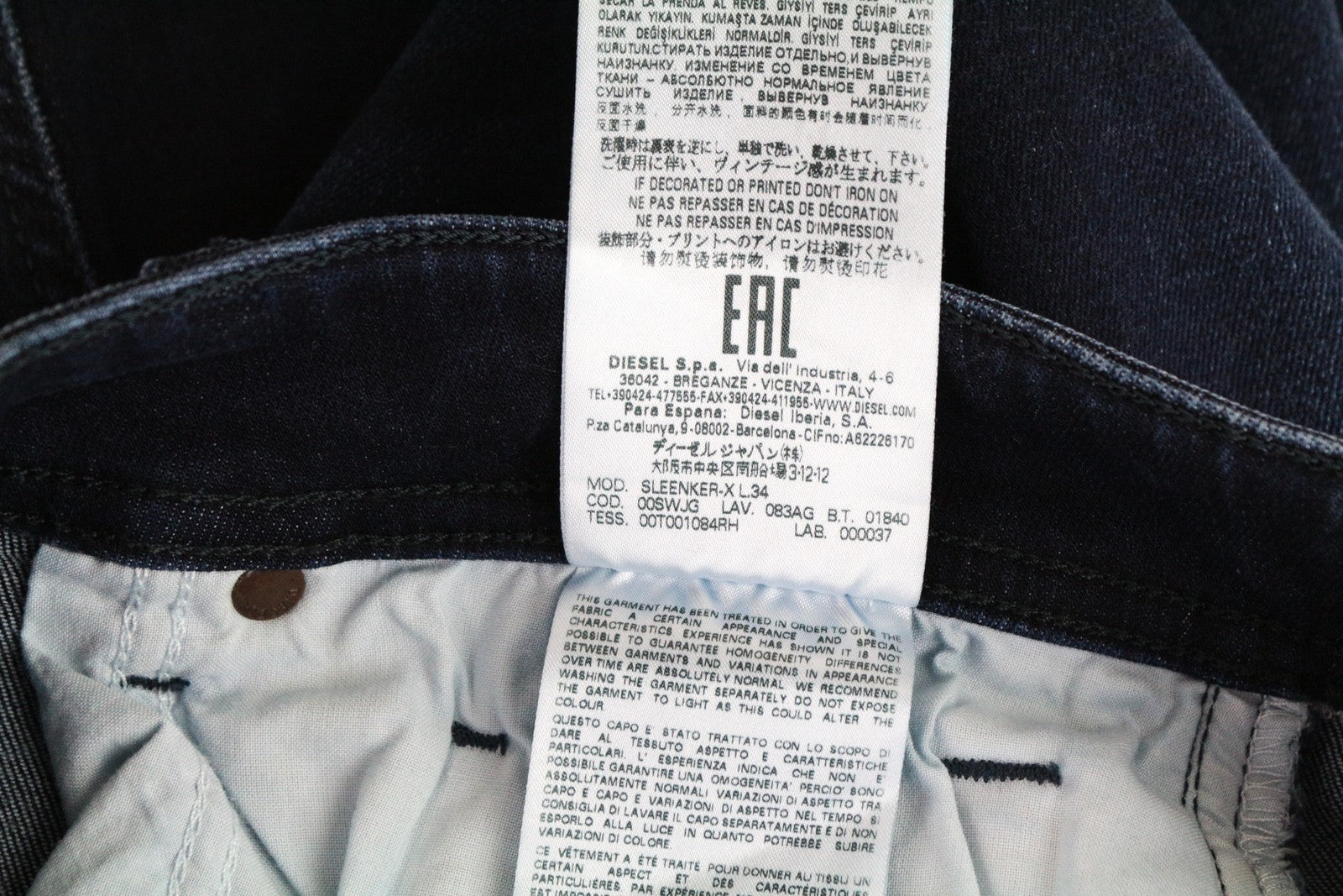 DIESEL Sleenker-X 083AG Men's Jeans W28/L34 Slim Skinny Fit Stretch Dark Blue