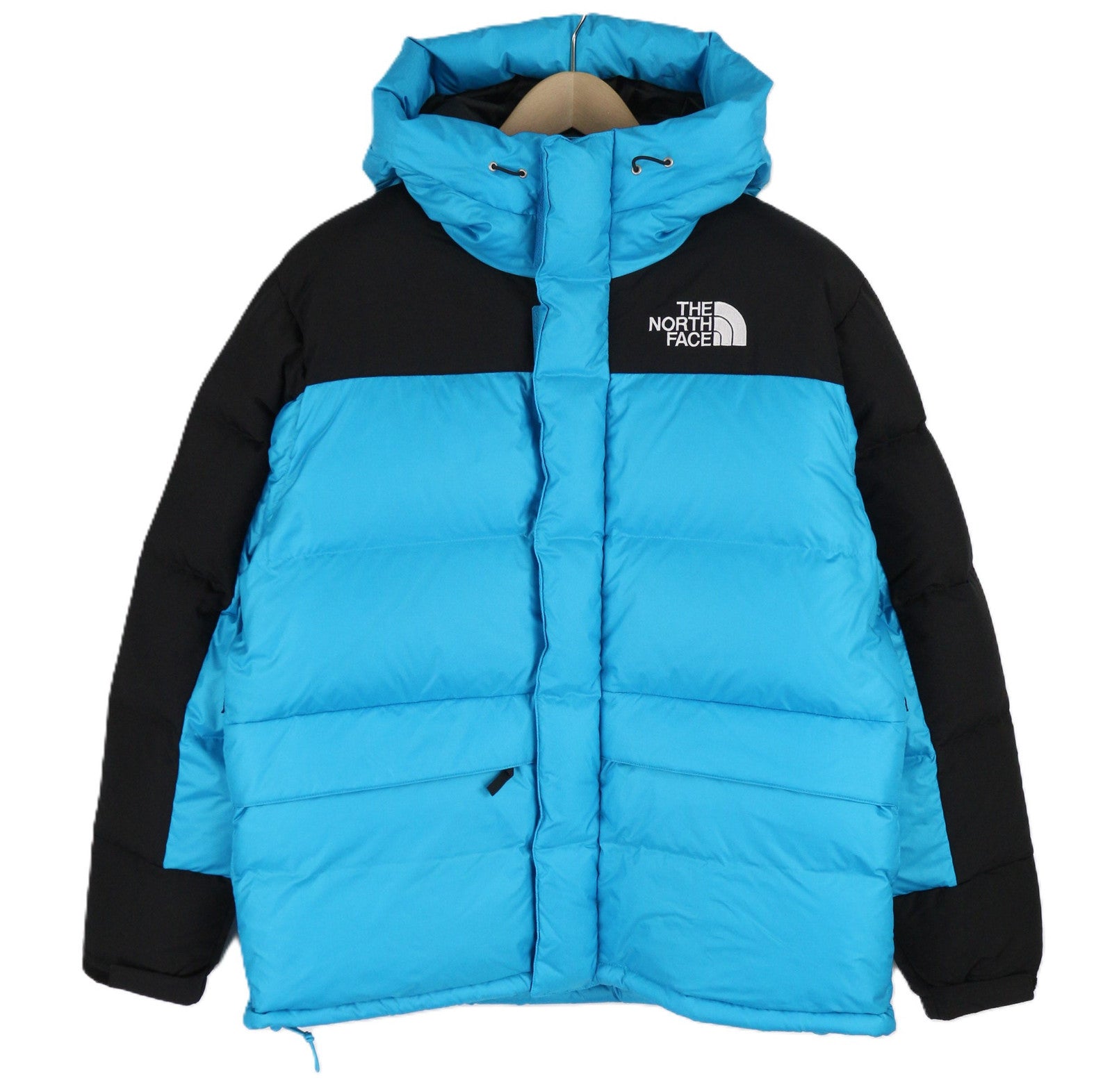 THE NORTH FACE Himalayan Men Jacket M 550 Down Filled Hooded Quilted Logo Blue