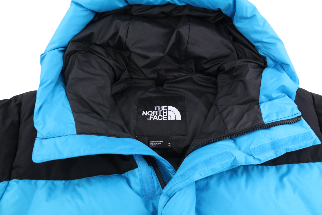 THE NORTH FACE Himalayan Men Jacket M 550 Down Filled Hooded Quilted Logo Blue