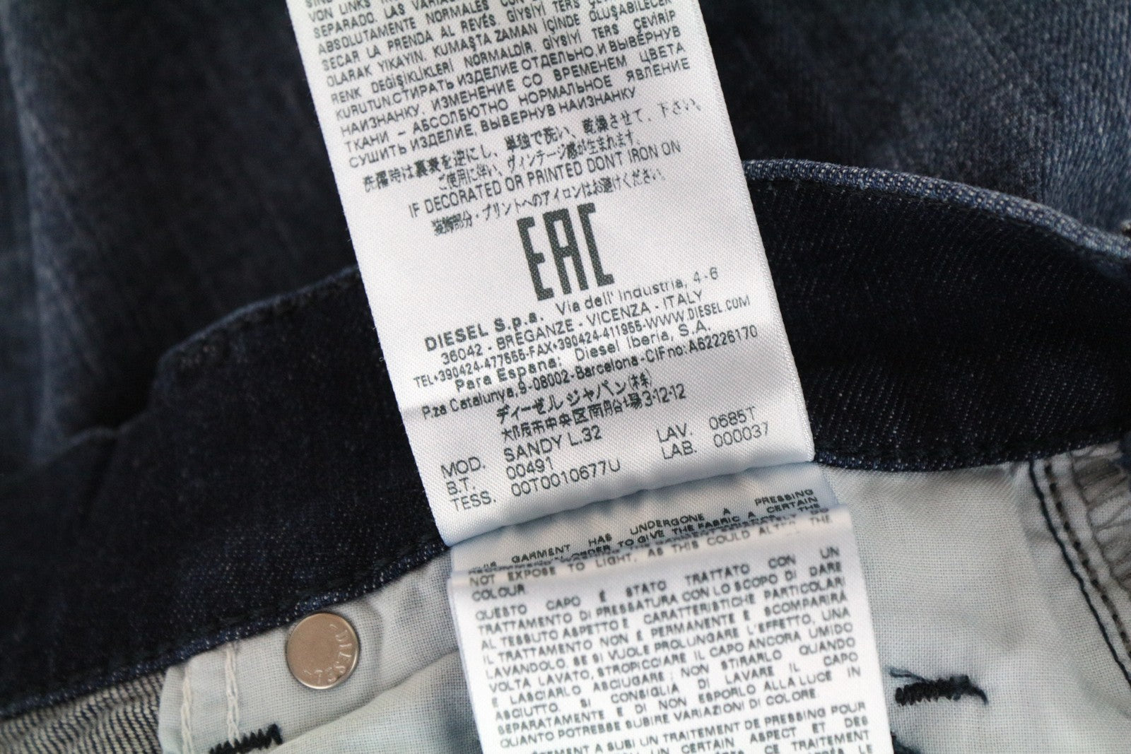 DIESEL Sandy 0685T Women's Jeans W24/L34 Slim Straight Girls Blue Cotton Stretch