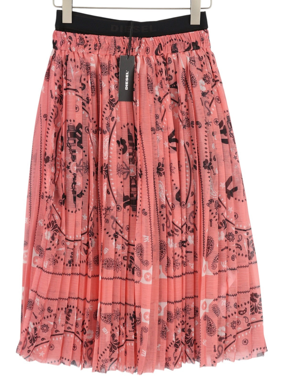 DIESEL O-Pliz Women Skirt M Pink Pleated Double Waist Knee-Length RRP€180