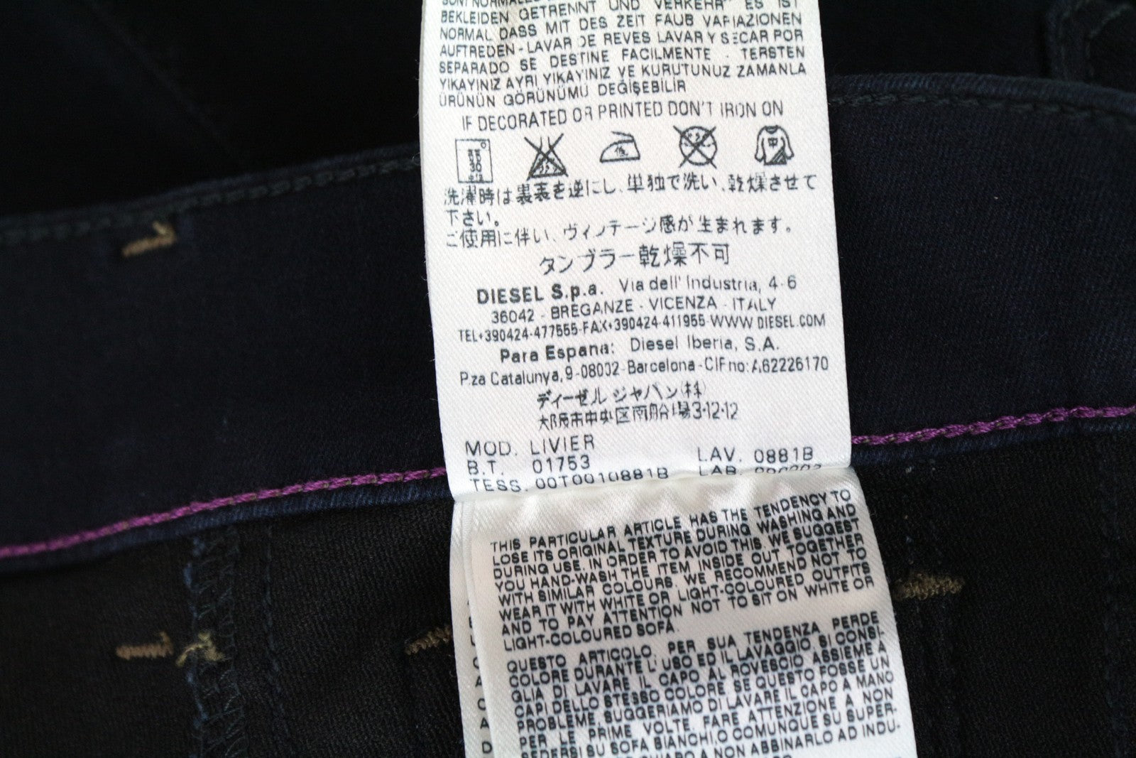 DIESEL Livier 0881B Women's Jeans W24 Super Slim Girls Blue Navy Cotton Stretch