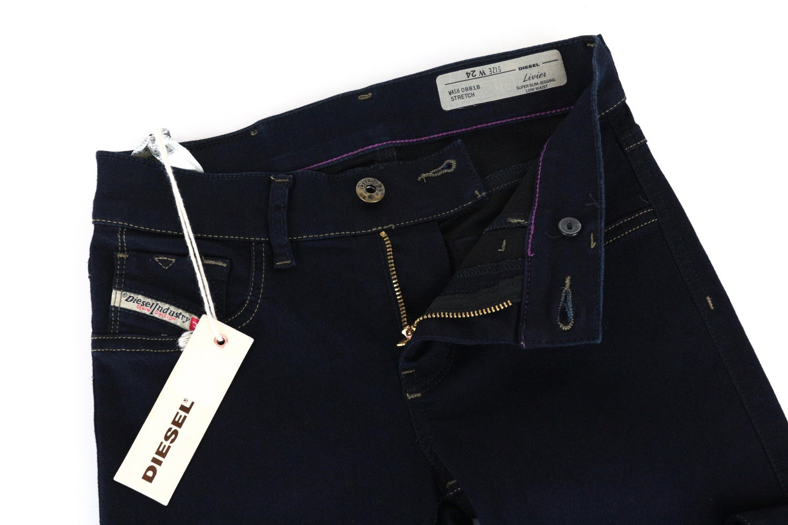 DIESEL Livier 0881B Women's Jeans W24 Super Slim Girls Blue Navy Cotton Stretch