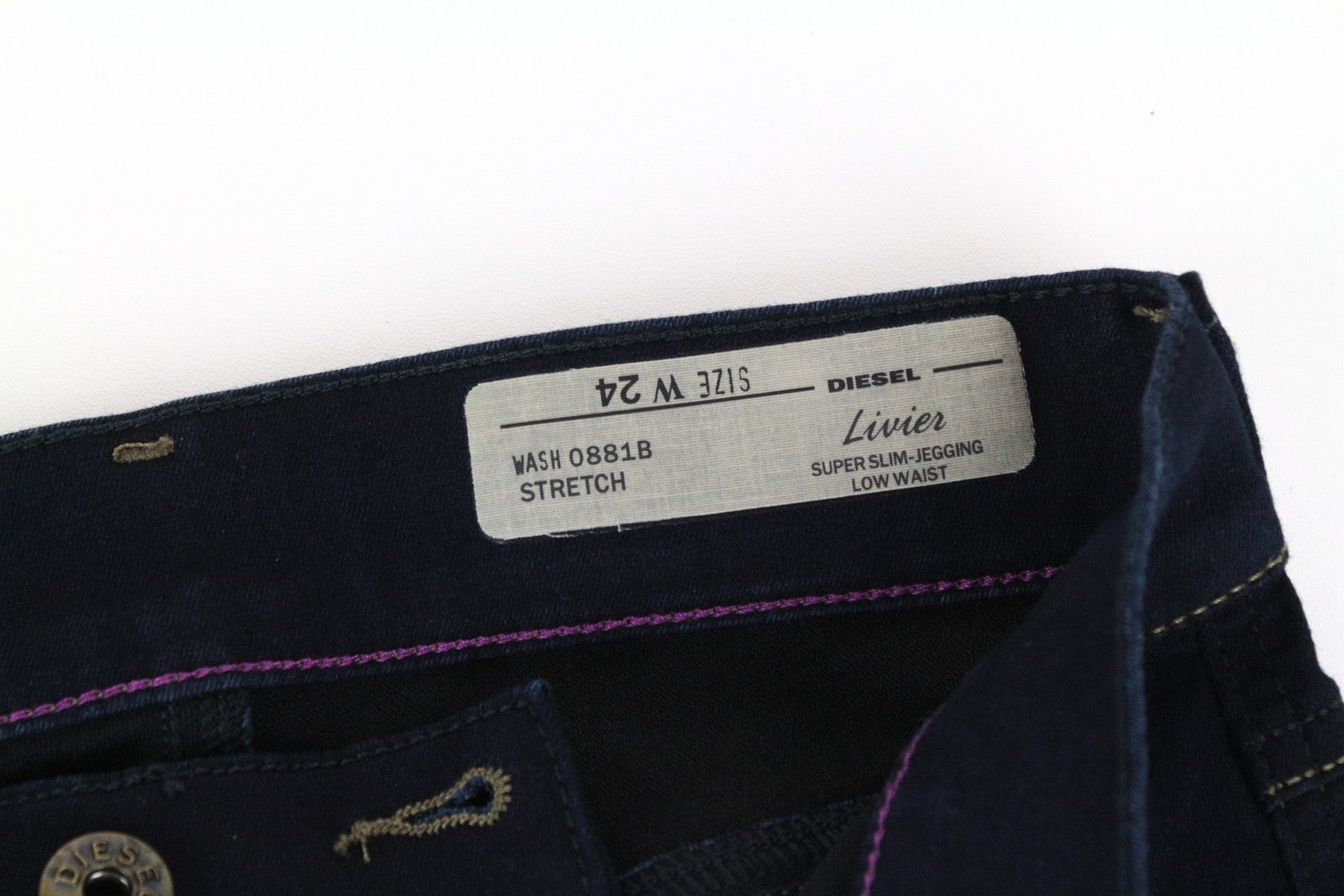 DIESEL Livier 0881B Women's Jeans W24 Super Slim Girls Blue Navy Cotton Stretch