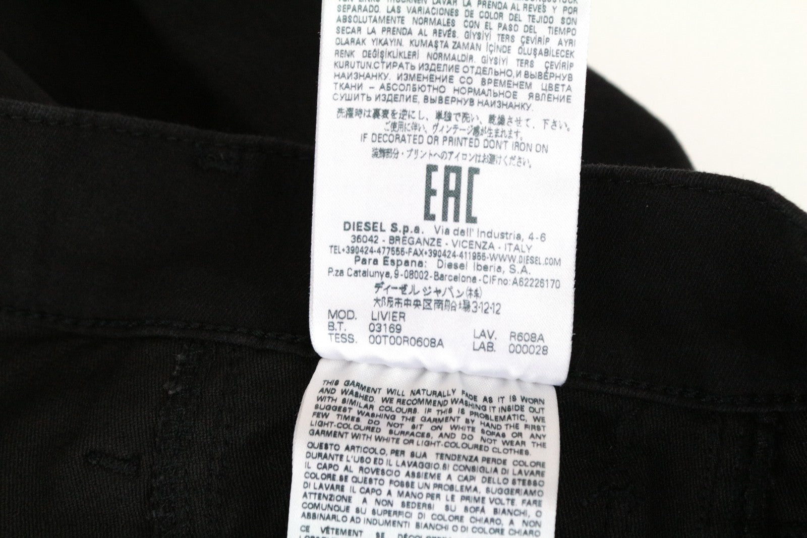 DIESEL Livier R608A Women's Jeans W25 Super Slim Fit Black Cotton Stretch Denim