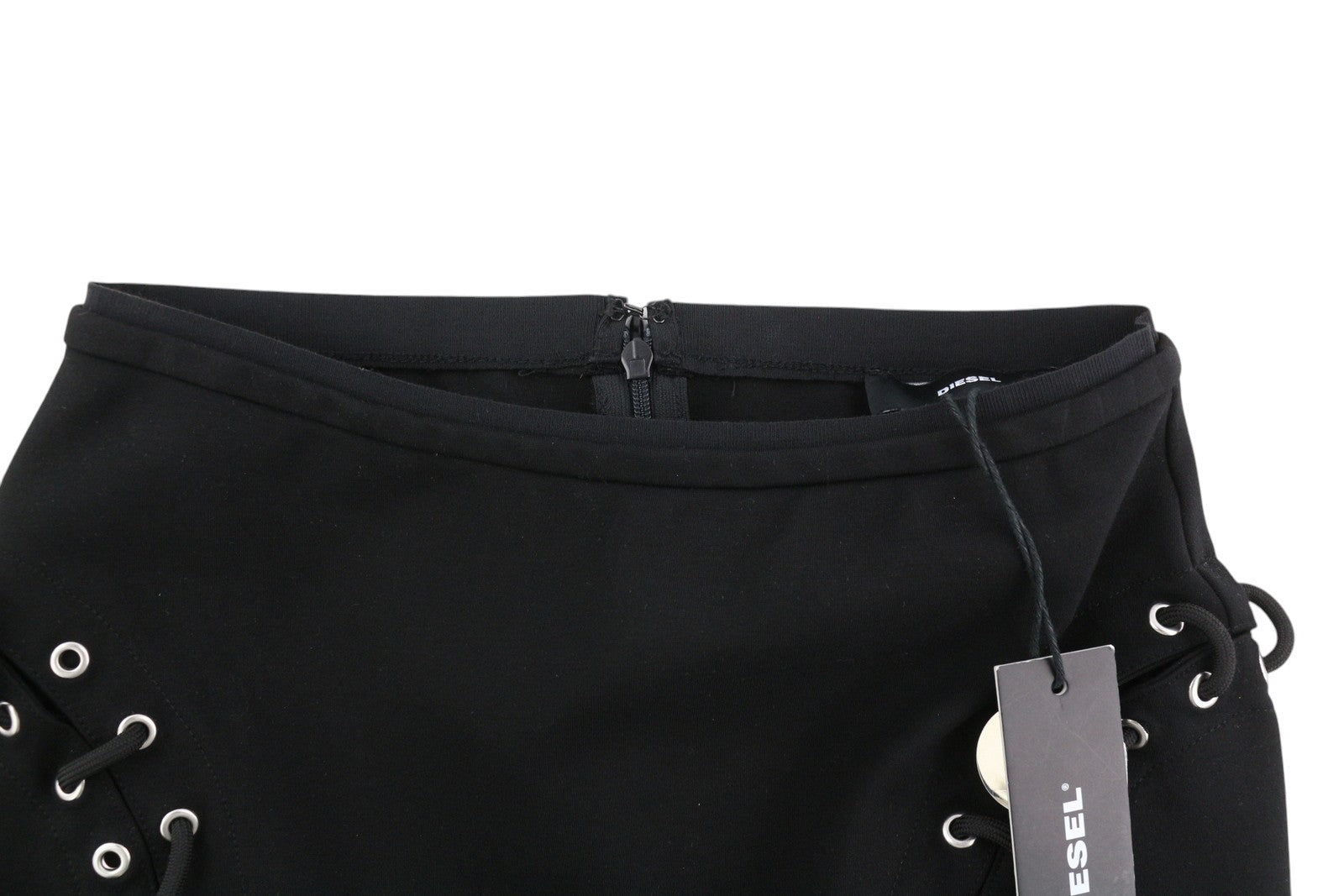 DIESEL O-Fujo 0JASB Women Skirt W24 Black Silver Tone Details Stretch RRP€165