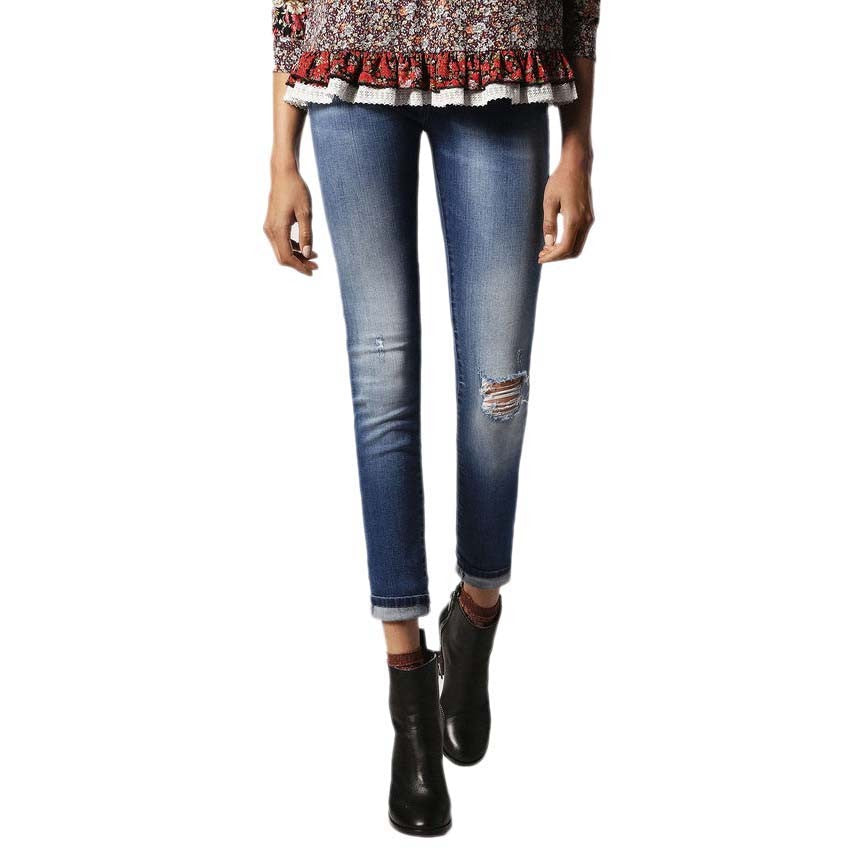 DIESEL Livier 084GJ Women Jeans W24 Super Slim Girls Ripped Cotton Stretch Blue