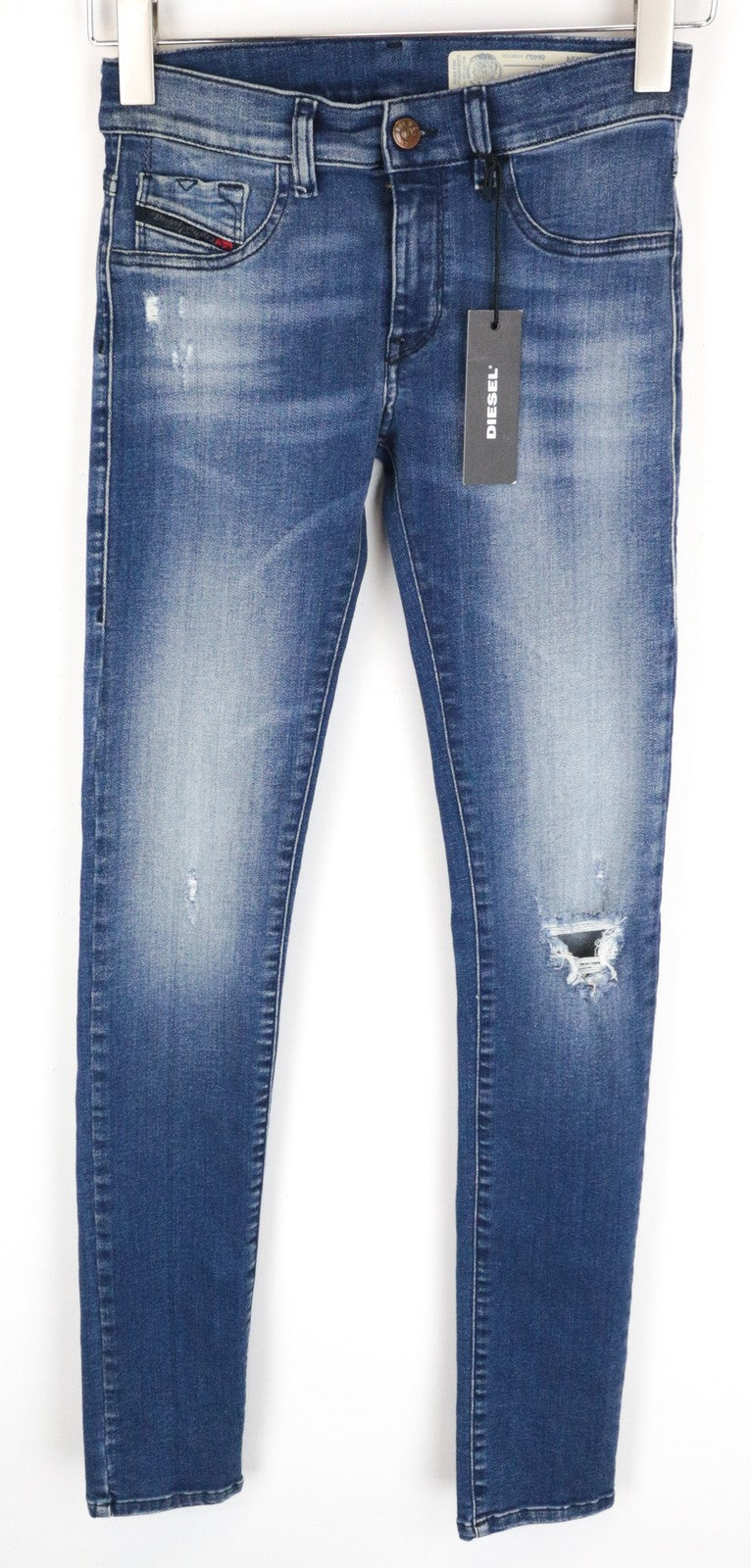 DIESEL Livier 084GJ Women Jeans W24 Super Slim Girls Ripped Cotton Stretch Blue