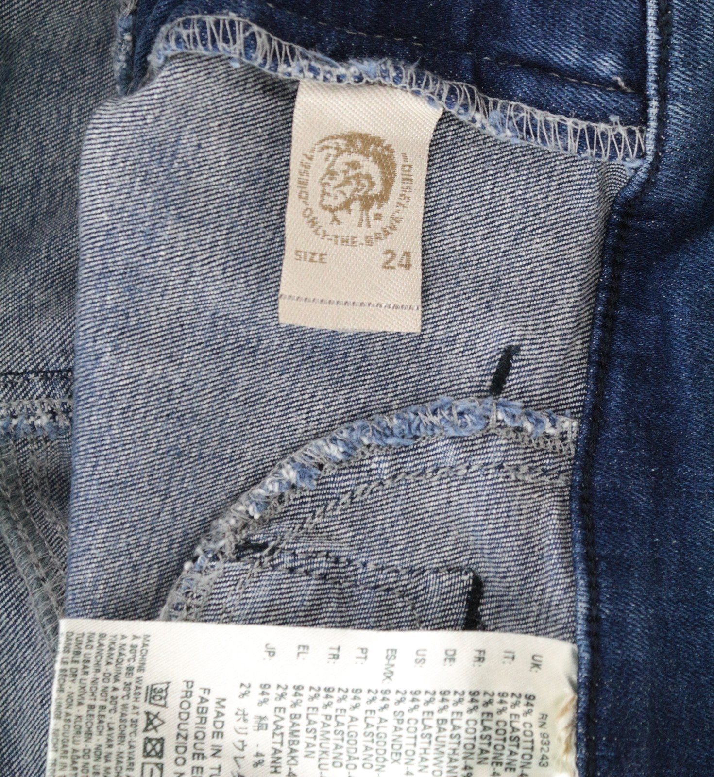 DIESEL Livier 084GJ Women Jeans W24 Super Slim Girls Ripped Cotton Stretch Blue