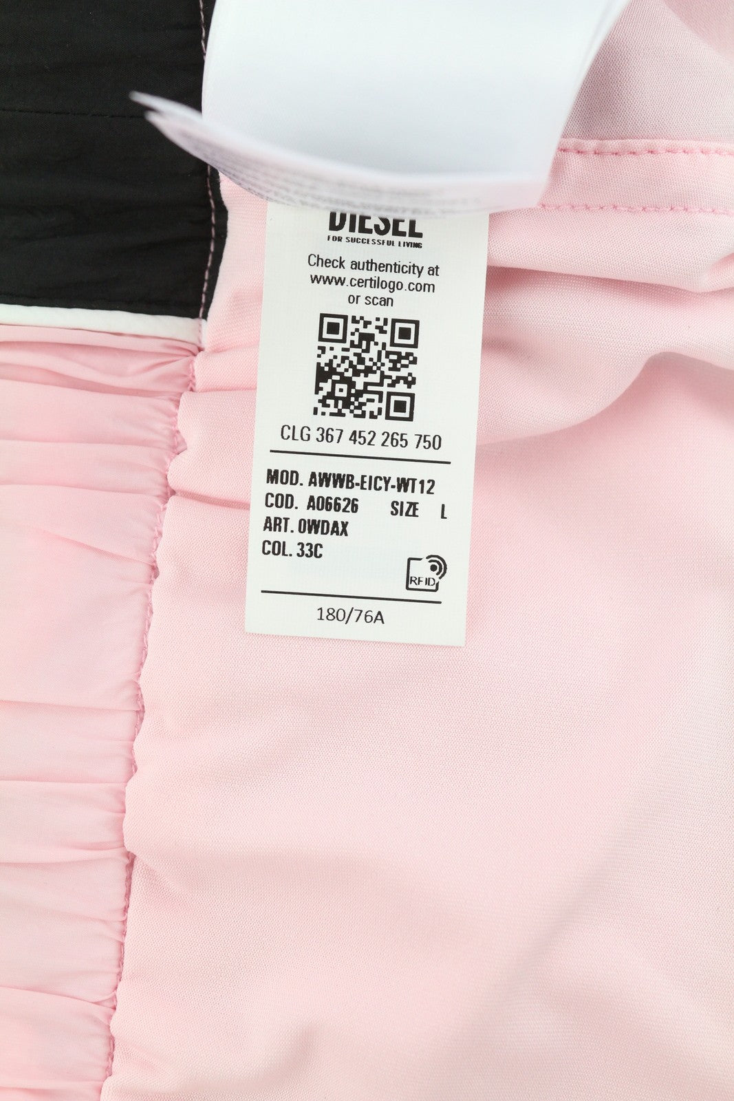 DIESEL Awwb-Eicy-Wt 12 Women Shorts L Pink Elastic Waist Lined Logo RRP€90 Black