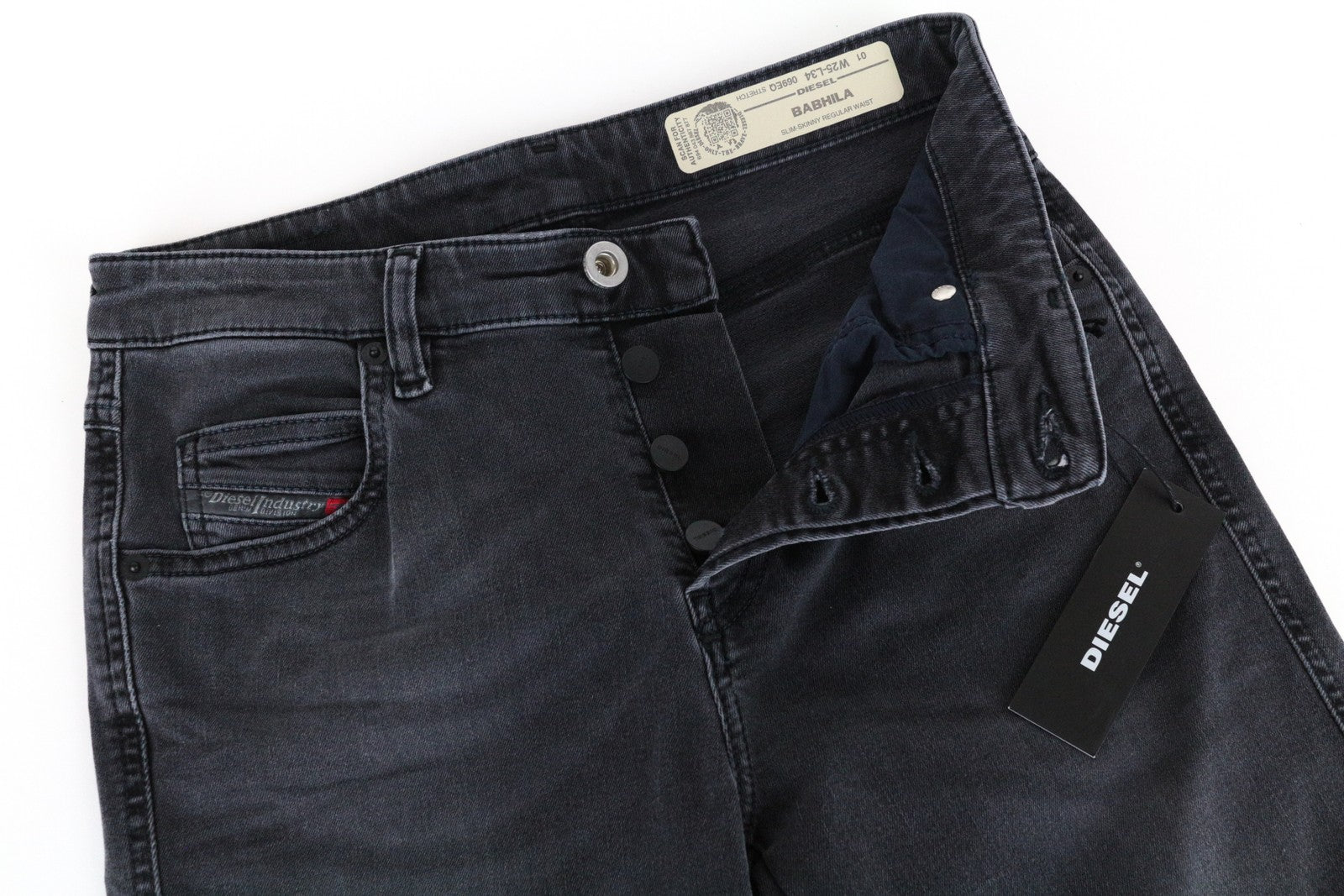 DIESEL Babhila 069EQ Women's Jeans W25/L34 Slim Skinny Fit Grey Cotton Stretch