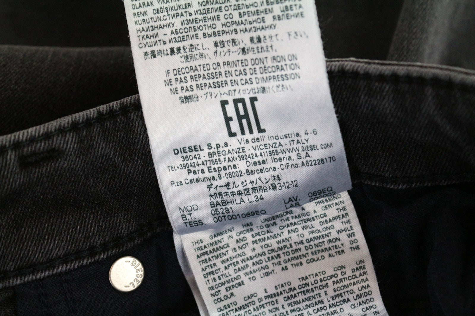 DIESEL Babhila 069EQ Women Jeans W27/L34 Slim Skinny Washed Grey Cotton Stretch