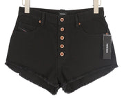 DIESEL De-Gingher Women Shorts W28 Denim Black Distress Buttoned Logo RRP€120