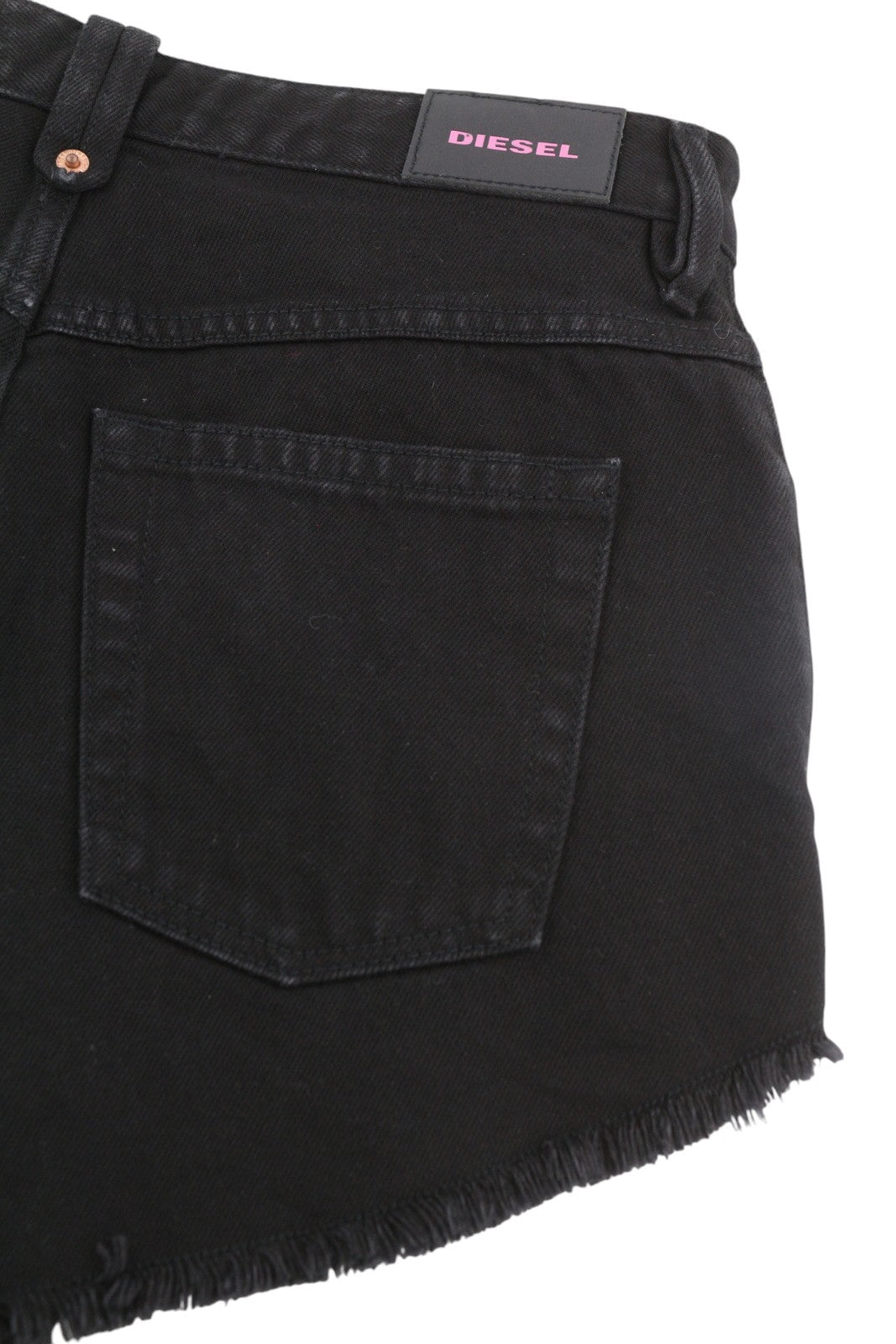 DIESEL De-Gingher Women Shorts W28 Denim Black Distress Buttoned Logo RRP€120