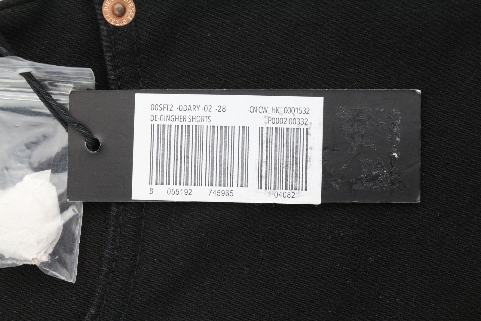 DIESEL De-Gingher Women Shorts W28 Denim Black Distress Buttoned Logo RRP€120