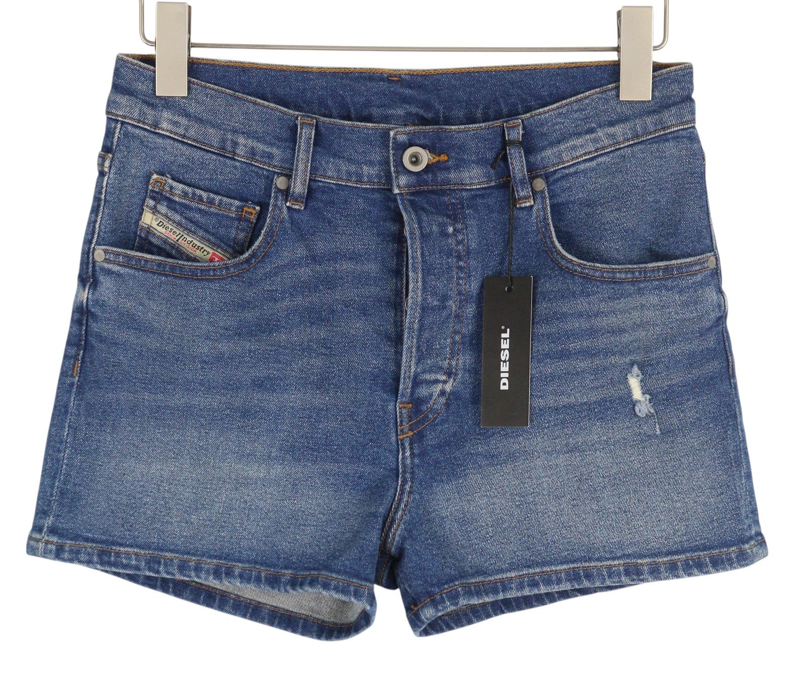 DIESEL De-Lowy-Ra RB022 Women Shorts W25 Washed Blue Denim Distress RRP€120