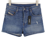 DIESEL De-Lowy-Ra RB022 Women Shorts W25 Washed Blue Denim Distress RRP€120
