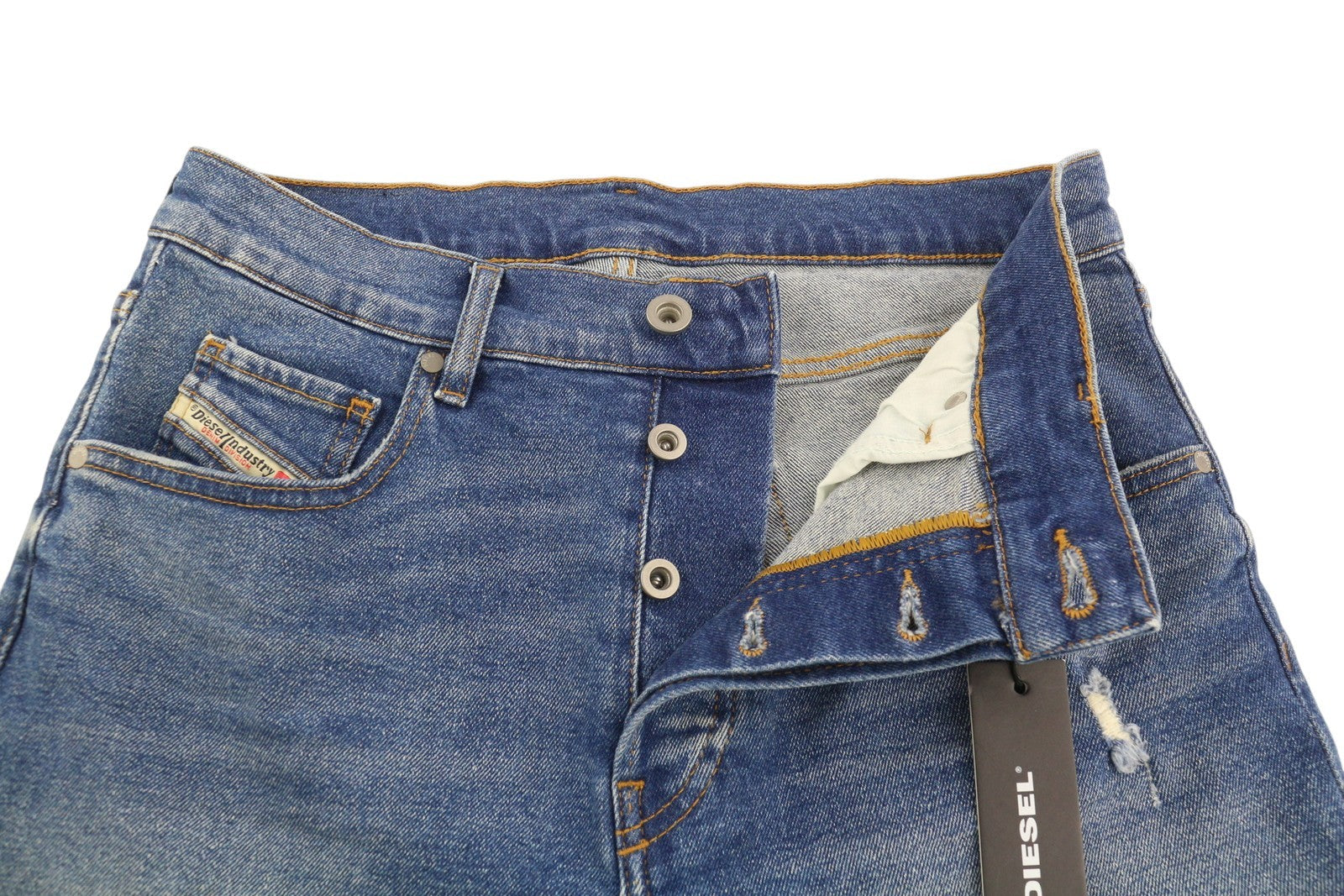 DIESEL De-Lowy-Ra RB022 Women Shorts W25 Washed Blue Denim Distress RRP€120