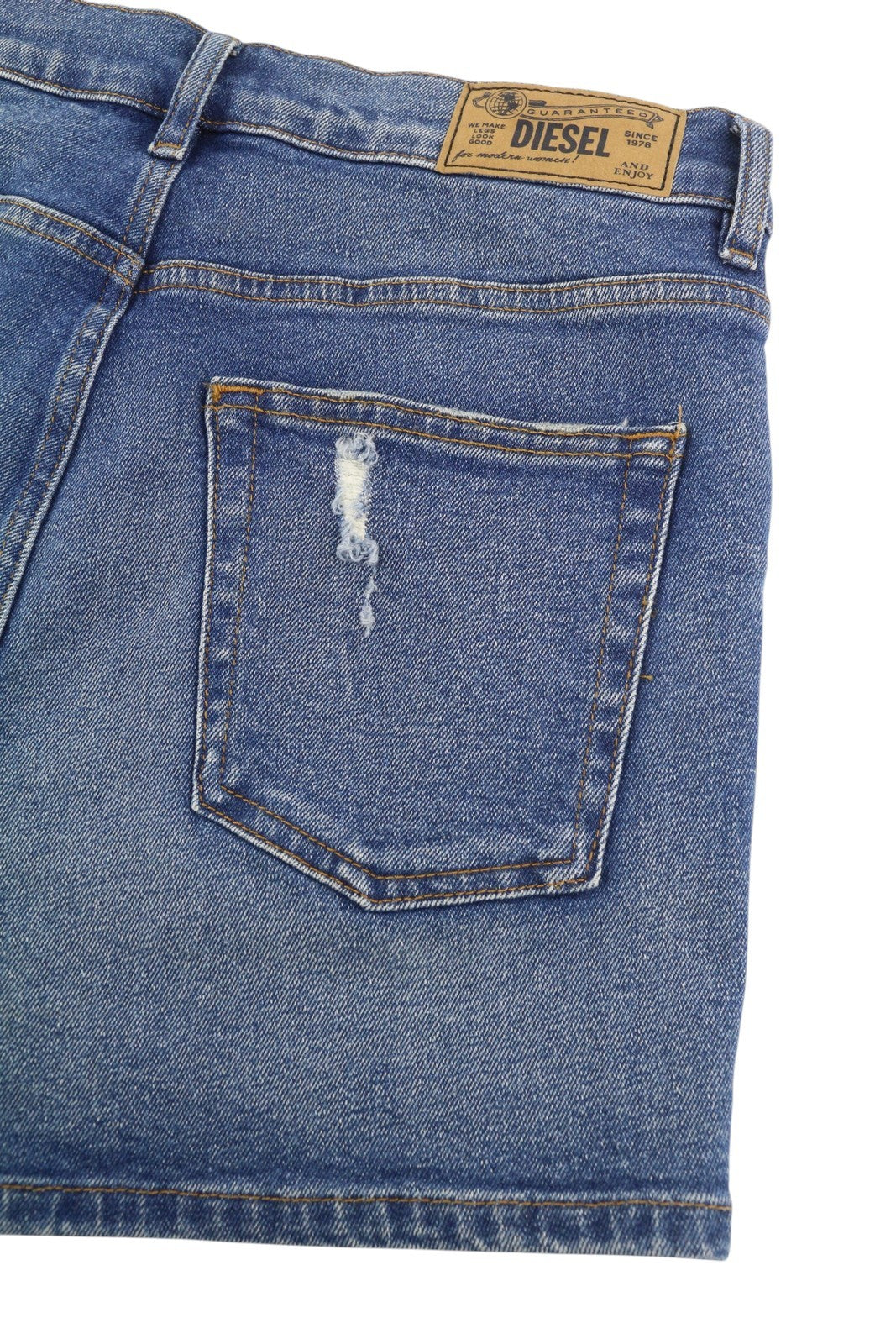 DIESEL De-Lowy-Ra RB022 Women Shorts W25 Washed Blue Denim Distress RRP€120