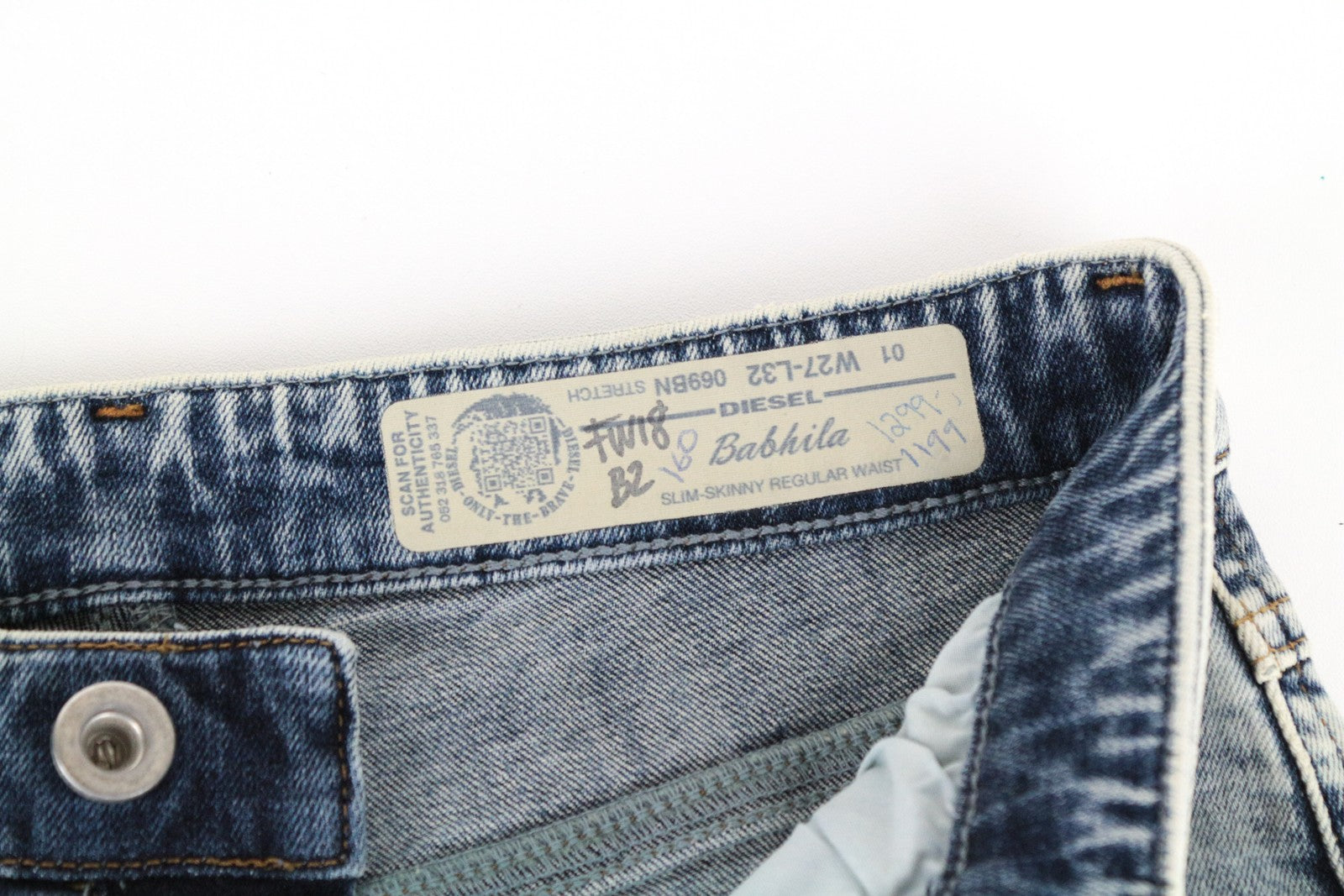 DIESEL Babhila 069BN Women Jeans W27/L32 Slim Skinny Washed Cotton Stretch Blue