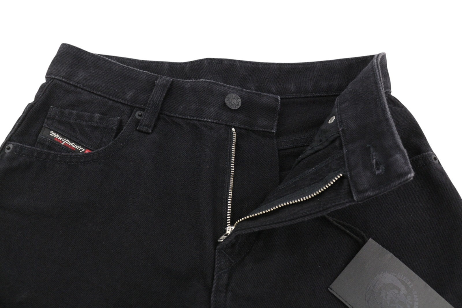 DIESEL De-Reg-R 0ABBV Women Shorts W24 Black Denim Distress Zip Fly RRP€125