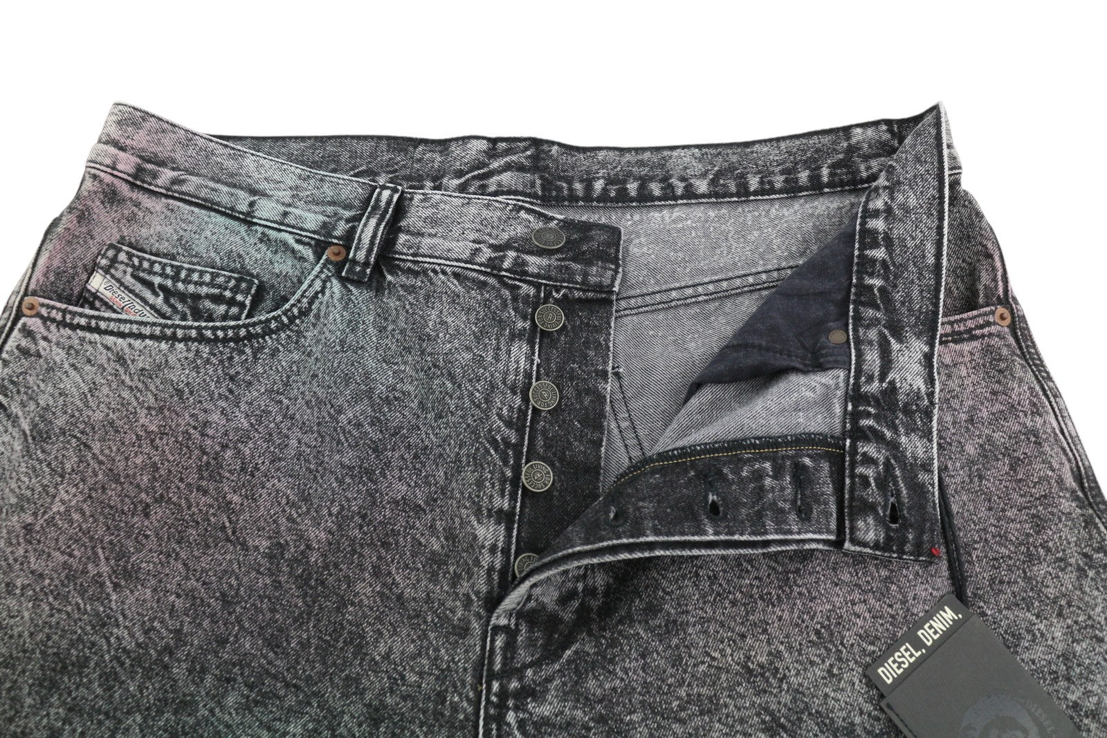 DIESEL D-Maxs-SP 0HBAQ Men Shorts W34 Black Denim Marbled Look RRP€150