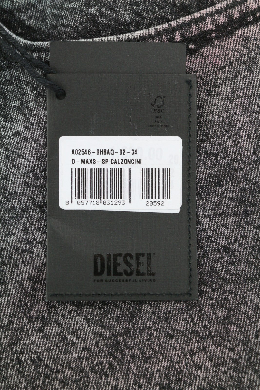 DIESEL D-Maxs-SP 0HBAQ Men Shorts W34 Black Denim Marbled Look RRP€150