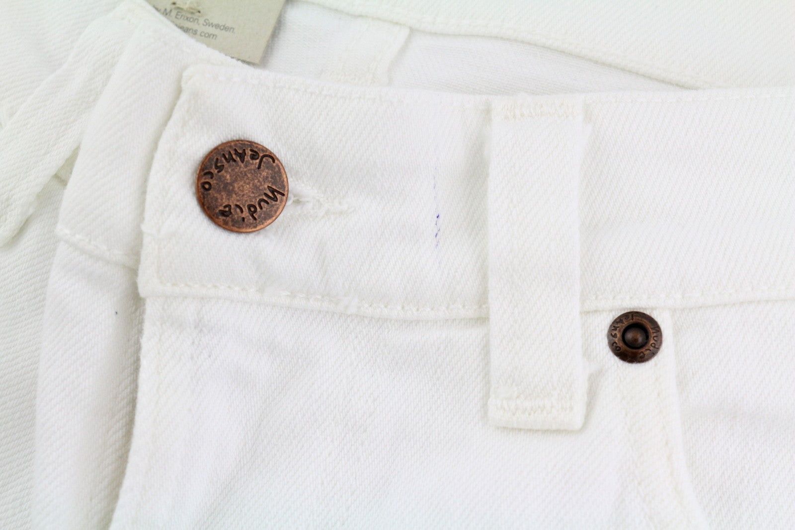 NUDIE JEANS Lean Dean Men Shorts W28 Denim White Zipper Cotton Turn Up Pockets