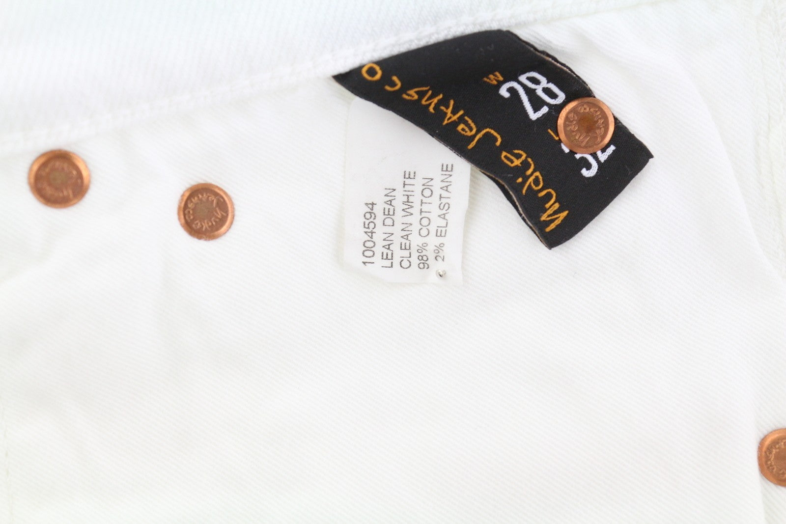 NUDIE JEANS Lean Dean Men Shorts W28 Denim White Zipper Cotton Turn Up Pockets