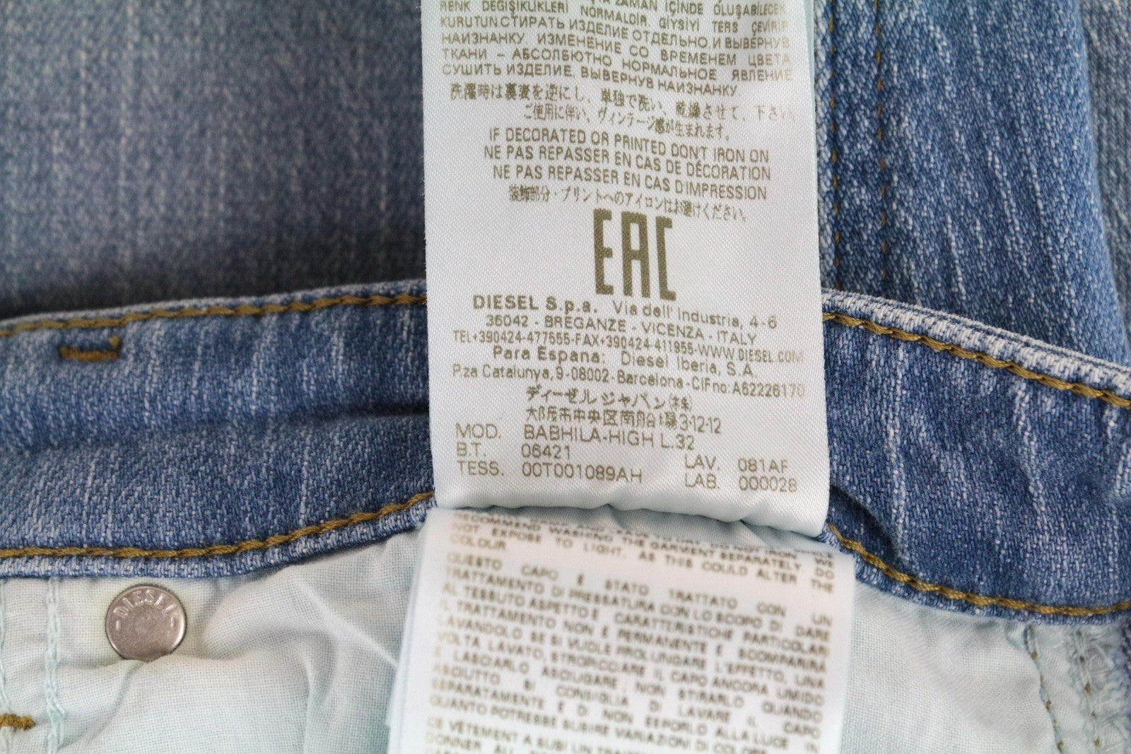 DIESEL Babhila-High 081AF Women's Jeans W31/L32 Slim Skinny Washed Stretch Blue