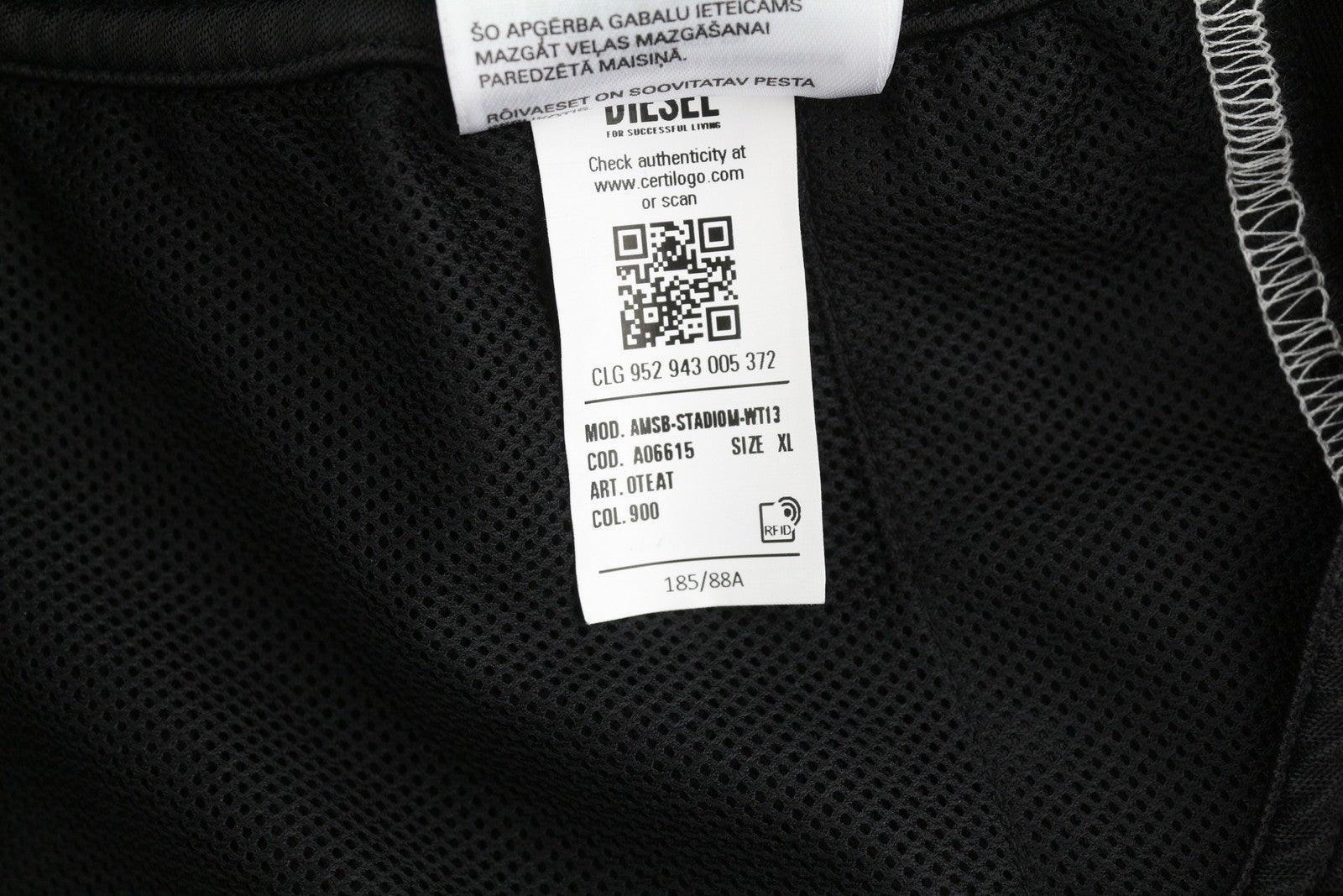 DIESEL Amsb-Stadiom-Wt13 Men's Shorts XL 55DSL Sport Track Elastic Waist Black