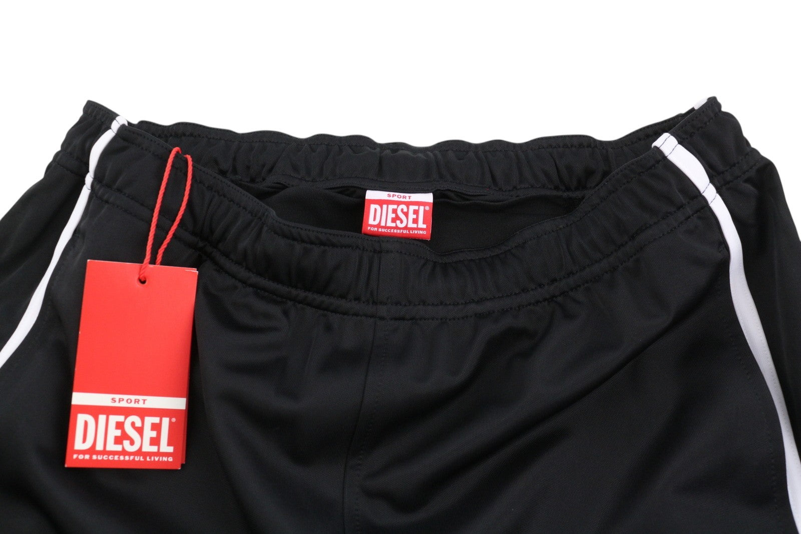 DIESEL Amsb-Stadiom-Wt13 Men Shorts M 55DSL Sport Track Elastic Waist Logo Black