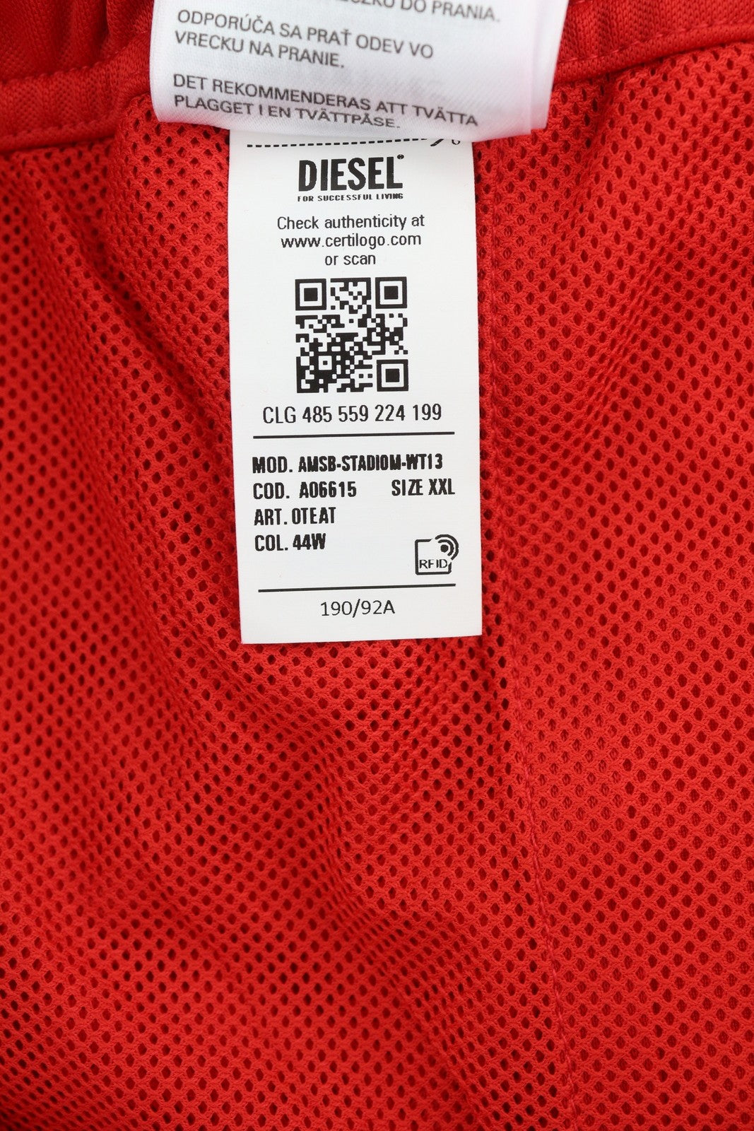 DIESEL Amsb-Stadiom-Wt13 Men Shorts 2XL 55DSL Sport Track Elastic Waist Red