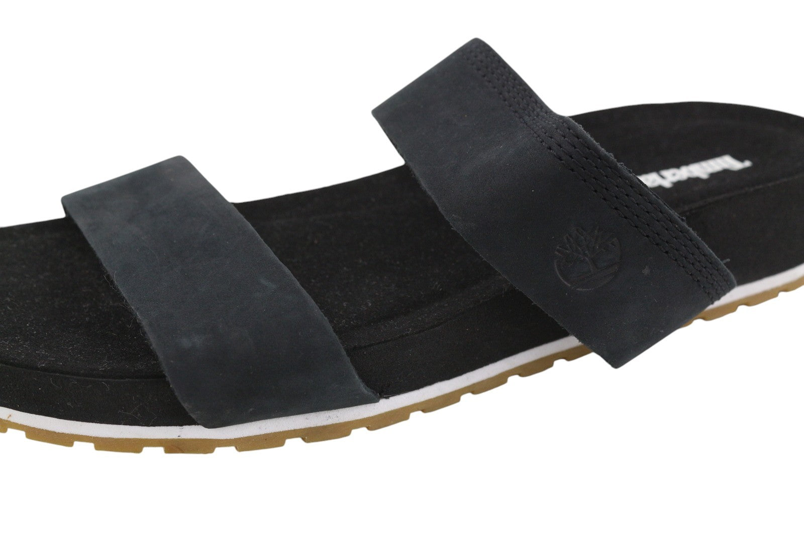 TIMBERLAND A2AT9 Women Sandals EU39/39.5 Black Leather Straps Flat Sole Logo