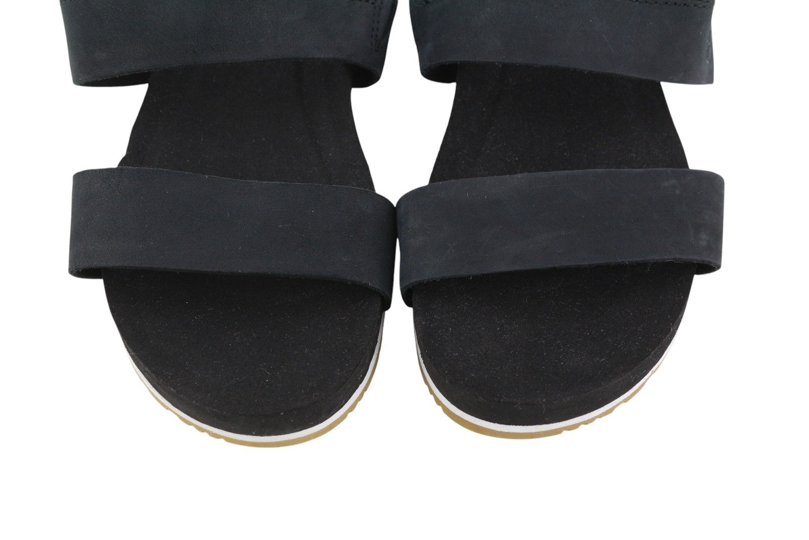 TIMBERLAND A2AT9 Women Sandals EU39/39.5 Black Leather Straps Flat Sole Logo