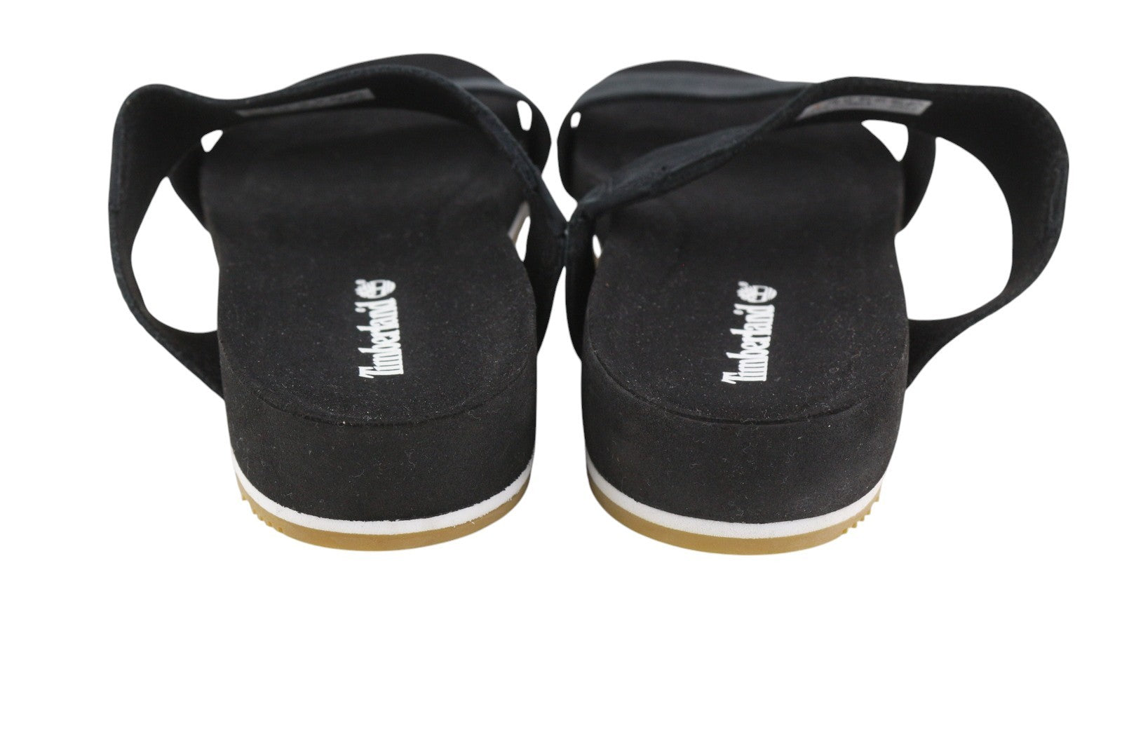 TIMBERLAND A2AT9 Women Sandals EU39/39.5 Black Leather Straps Flat Sole Logo